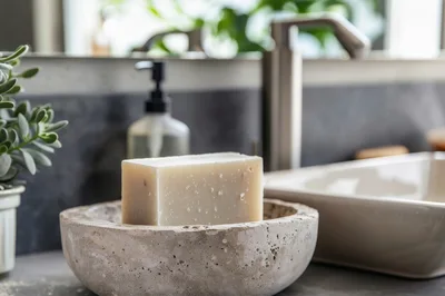 Bar of Natural Soap in Stone Dish
