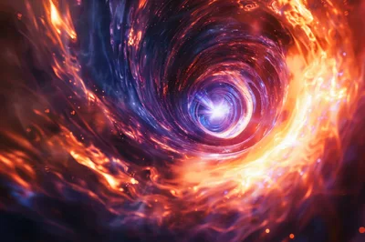 Abstract Cosmic Vortex With Swirling Fire And Light