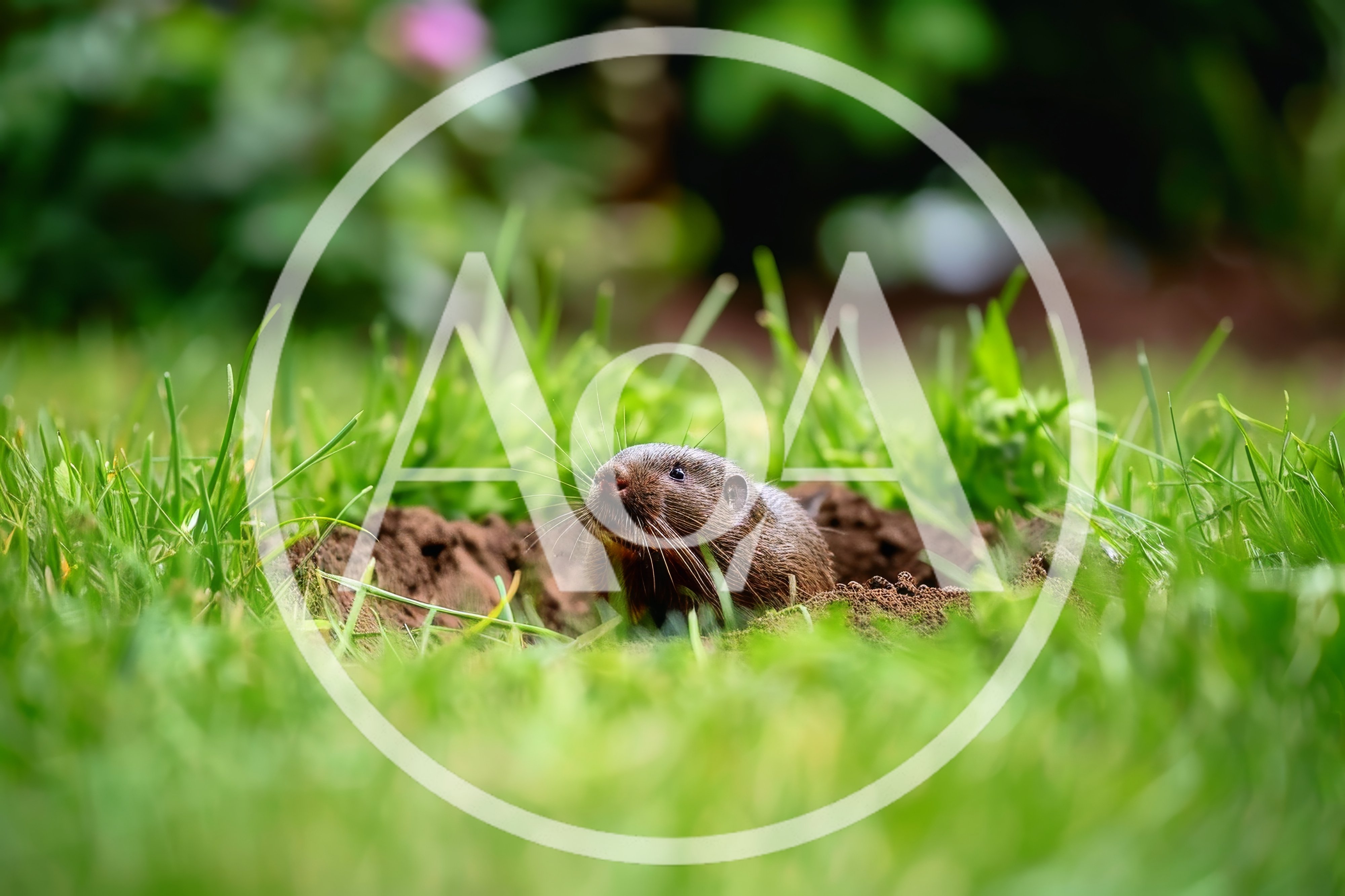A Muskrat Emerging From Its Burrow In The Grass