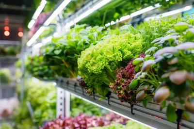 Vertical Farming Lettuce and Herbs in Indoor Facility