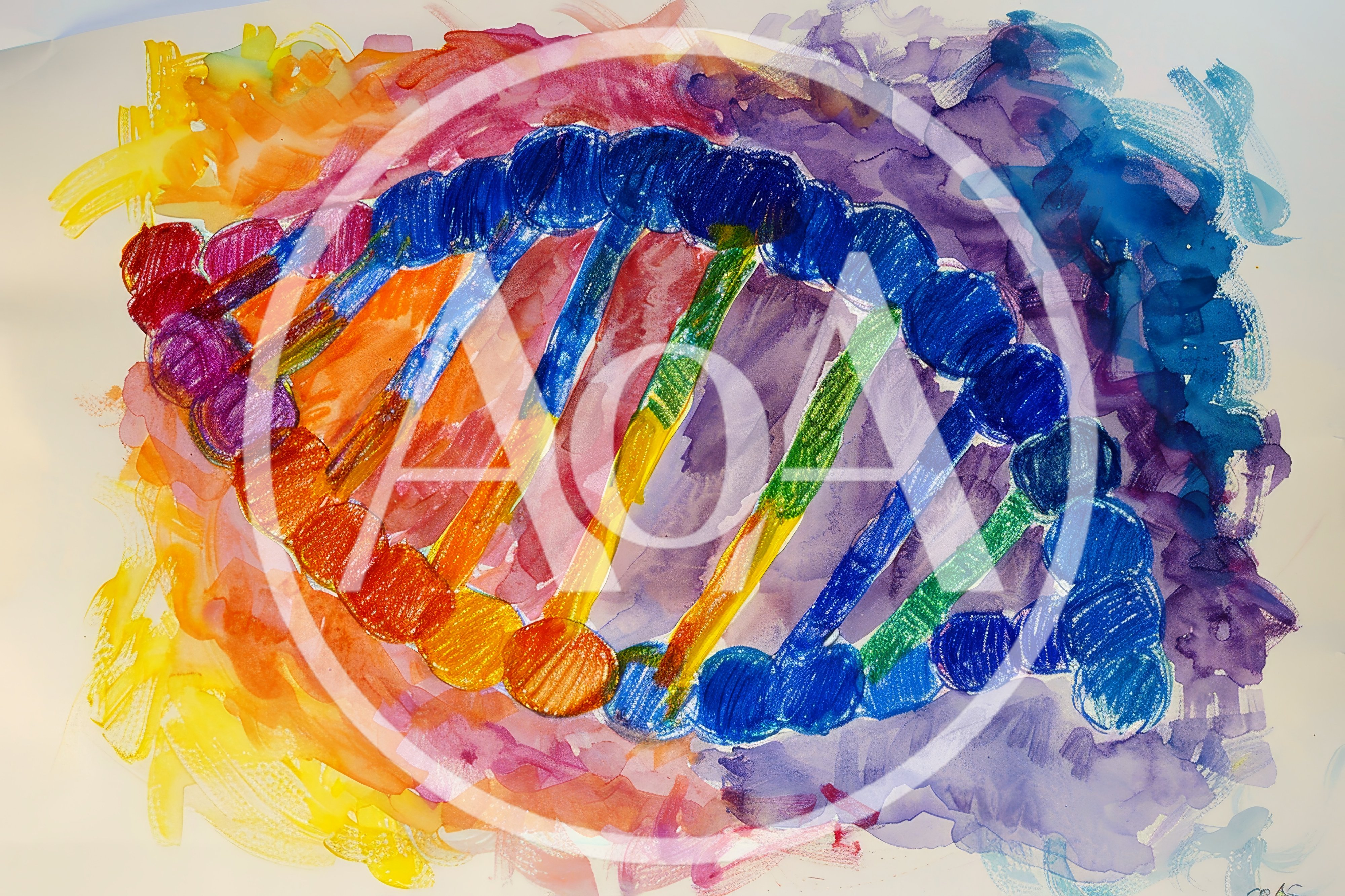 Hand Drawn Colorful DNA Double Helix Illustration