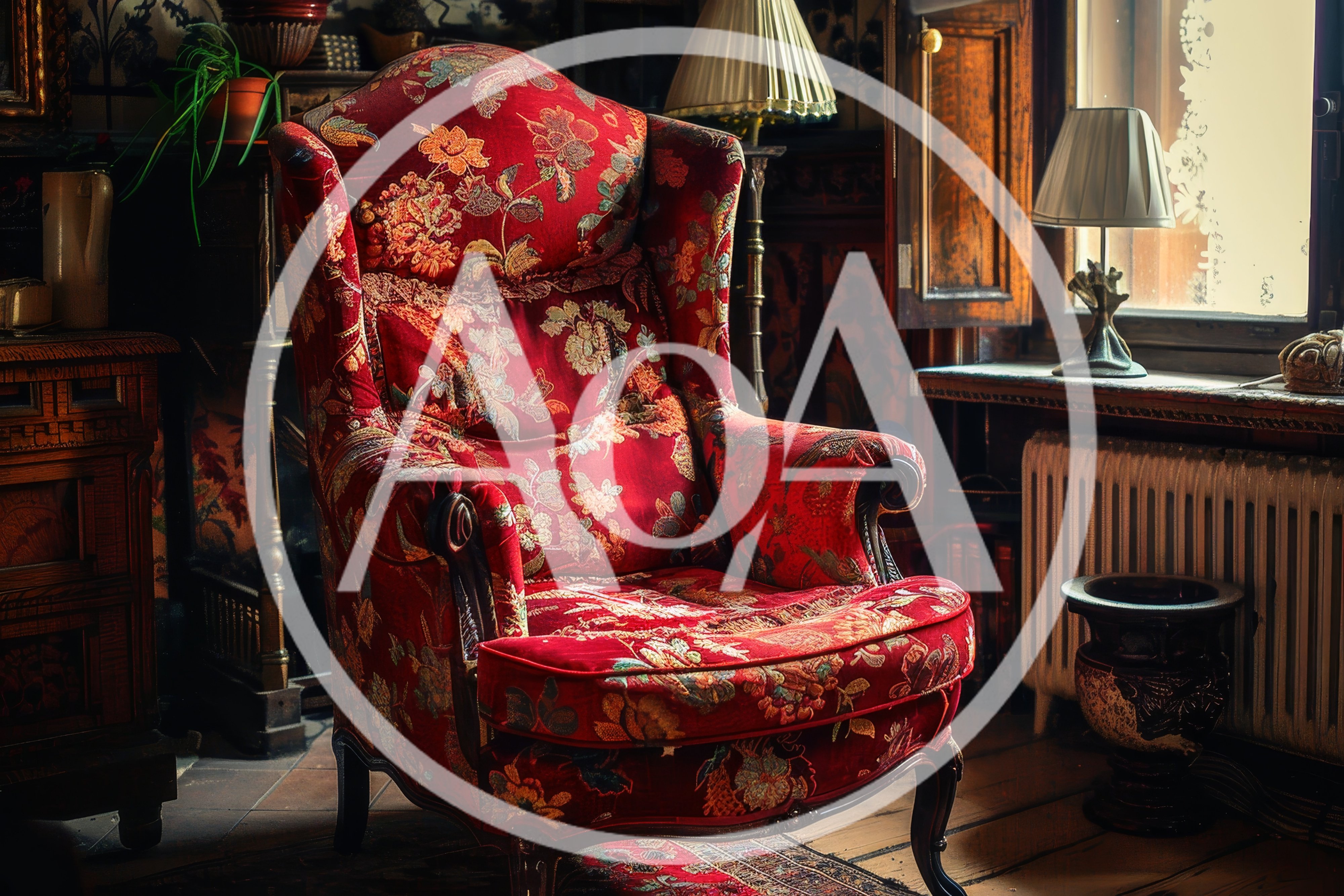 Vintage Floral Wingback Chair In A Classic Study