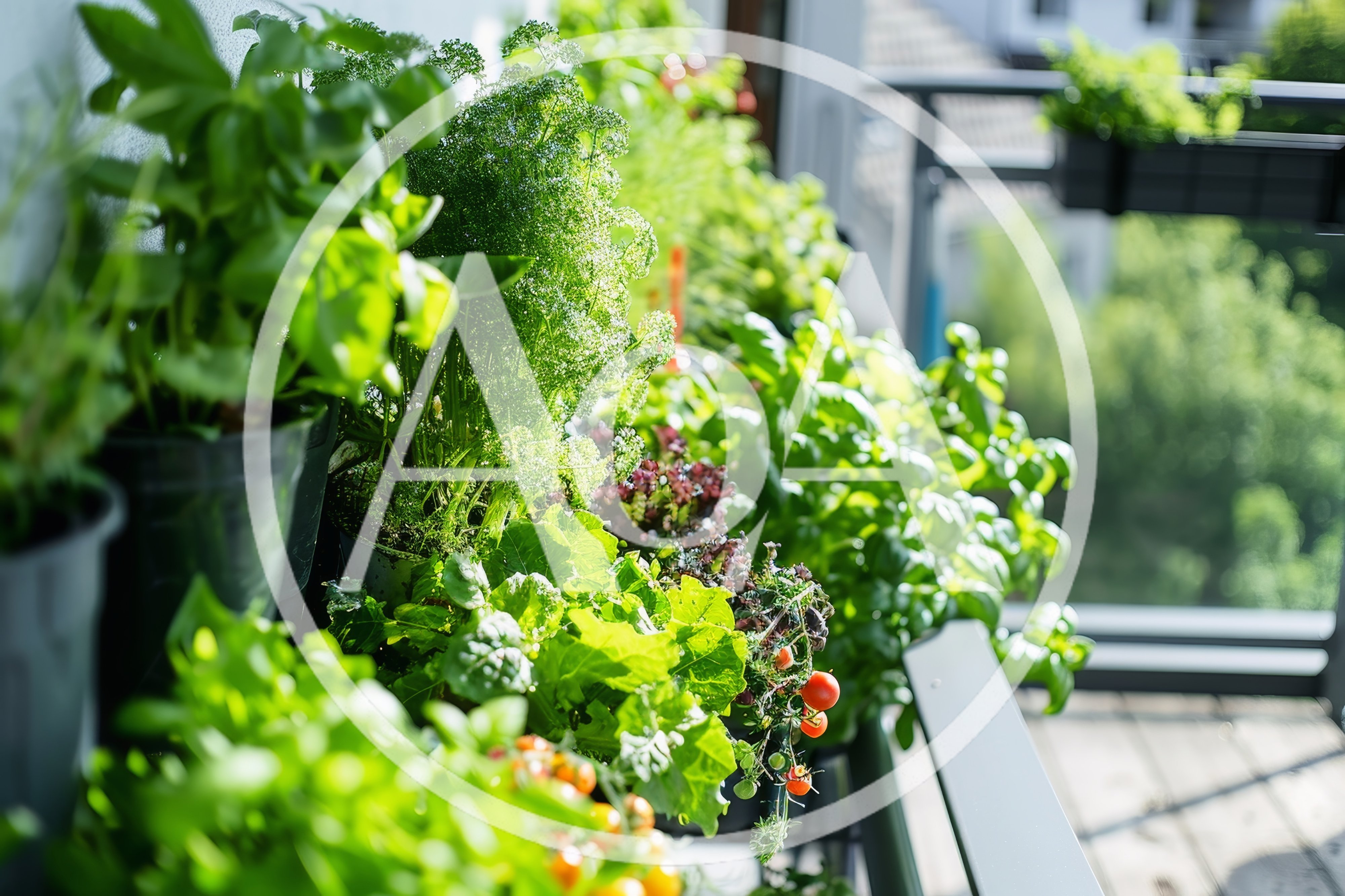 Vertical Herb Garden On A Sunny Apartment Balcony