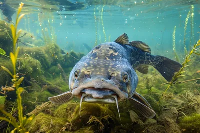 Underwater Close Up Of A Large Catfish