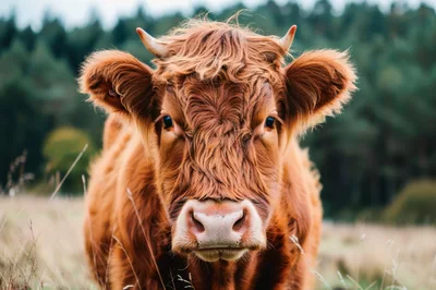 Close Up Portrait Of A Highland Cow