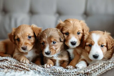 Four Adorable Nova Scotia Duck Tolling Retriever Puppies