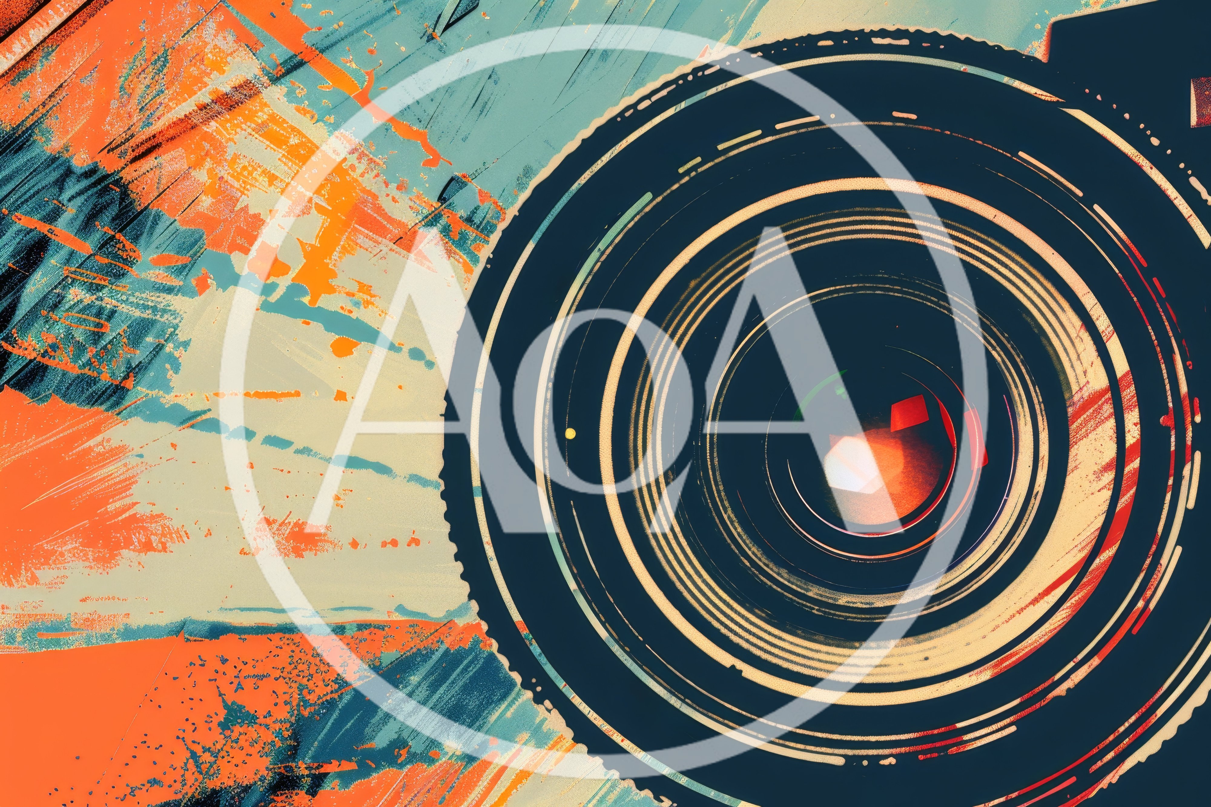 Abstract Camera Lens Graphic With Artistic Painted Background