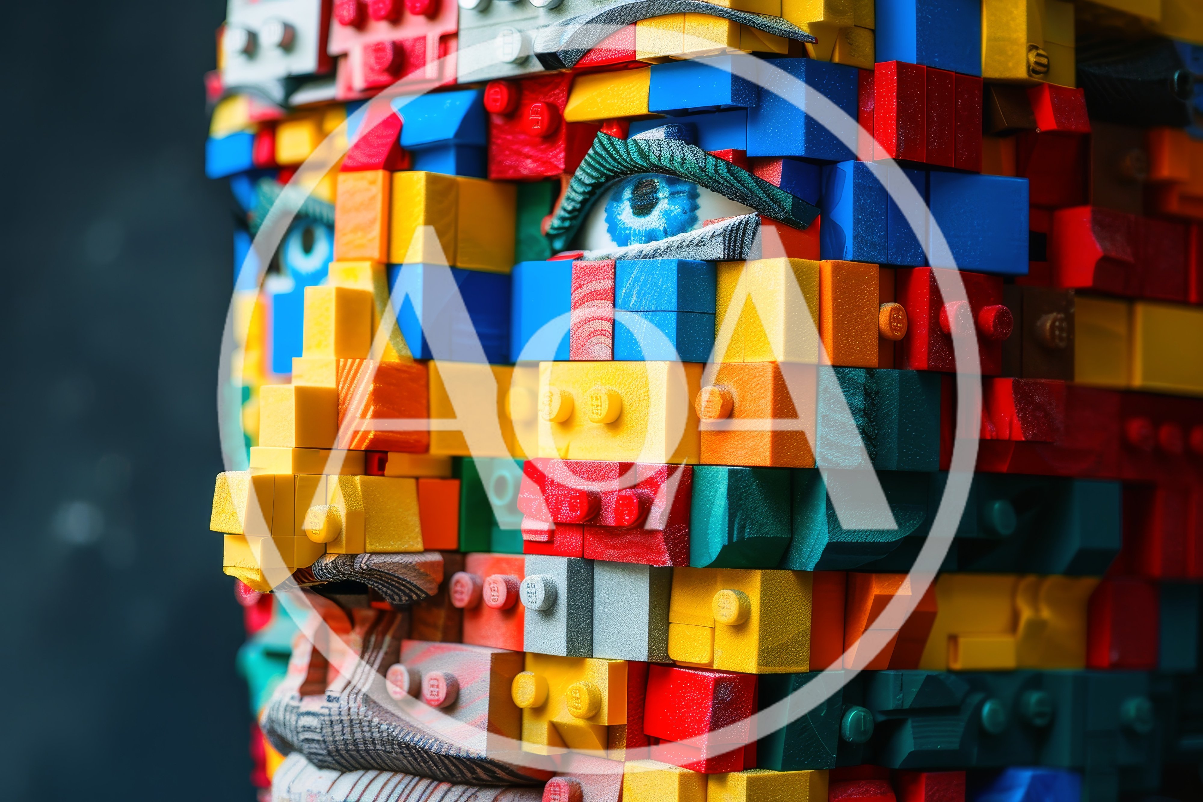 Close Up Of A Lego Brick Human Face Sculpture