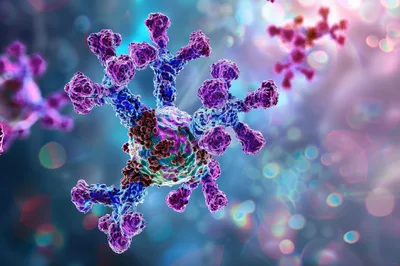 3D Rendered Coronavirus SARS-CoV-2 Viral Particles