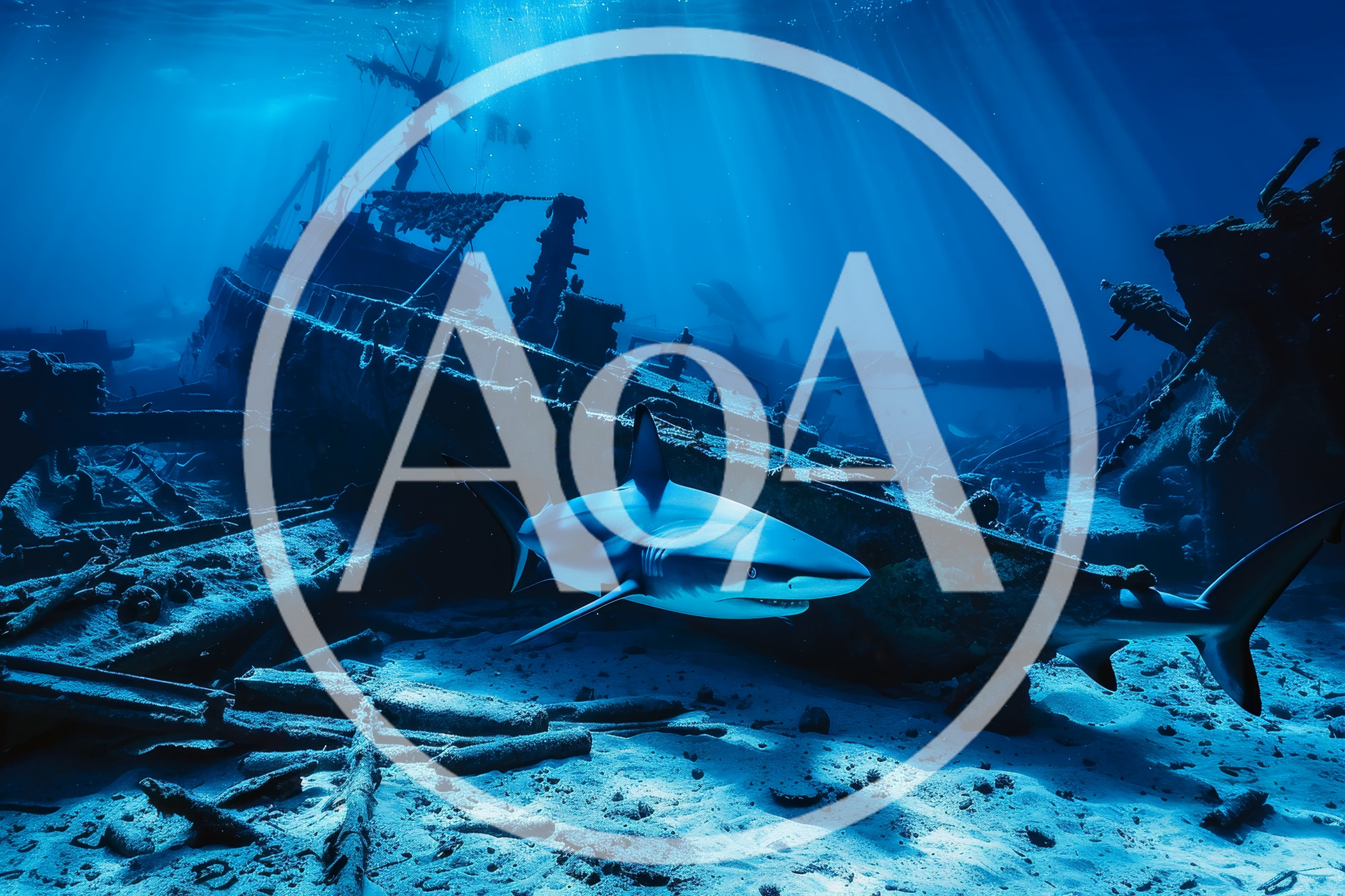 Blacktip Reef Shark Swimming Near Underwater Shipwreck