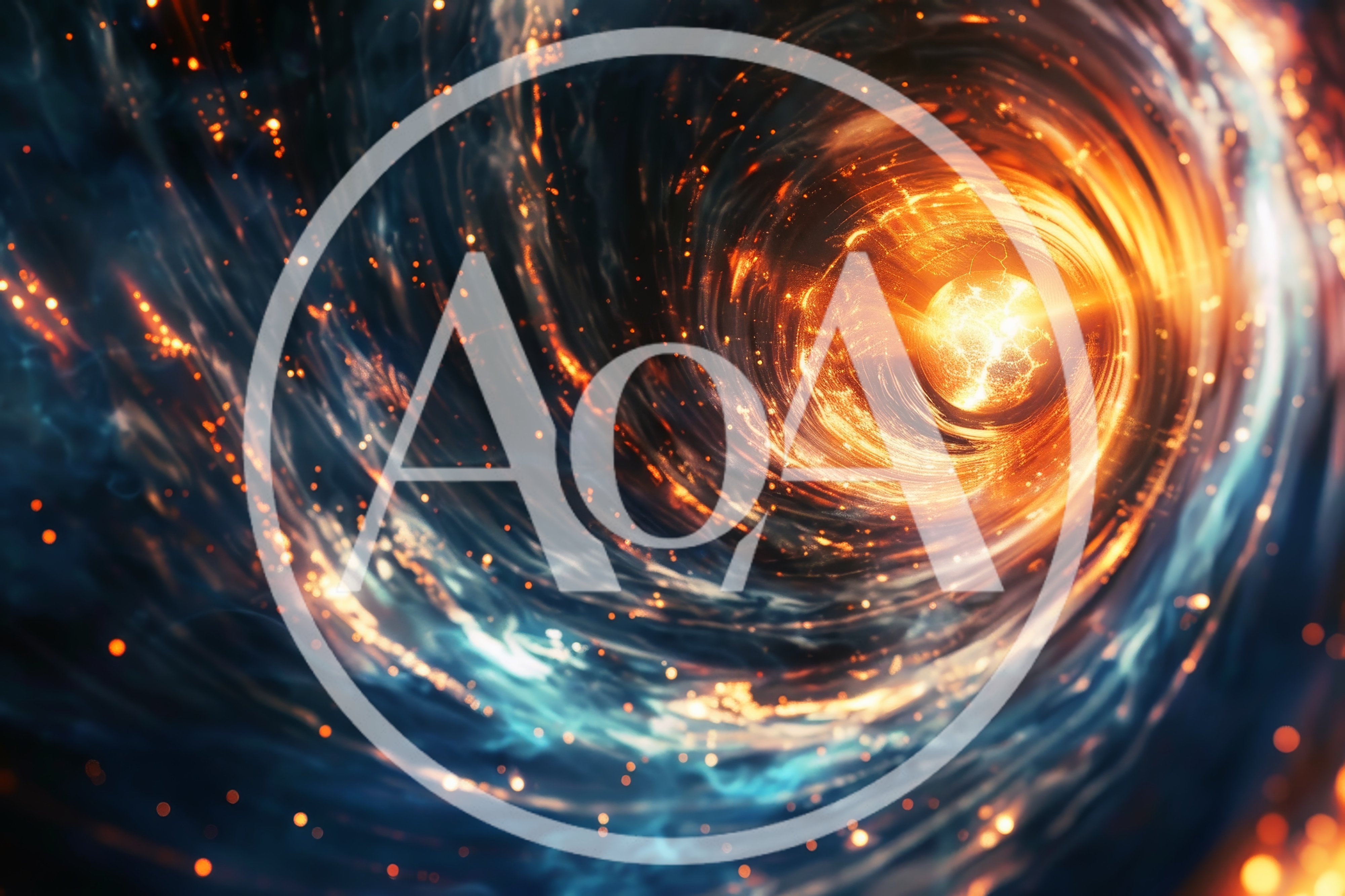 Abstract Cosmic Vortex With Glowing Golden Energy Particles