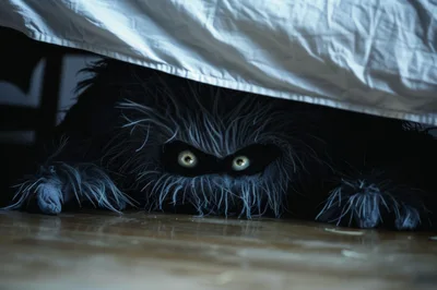 Furry Monster Hiding Under A Bed