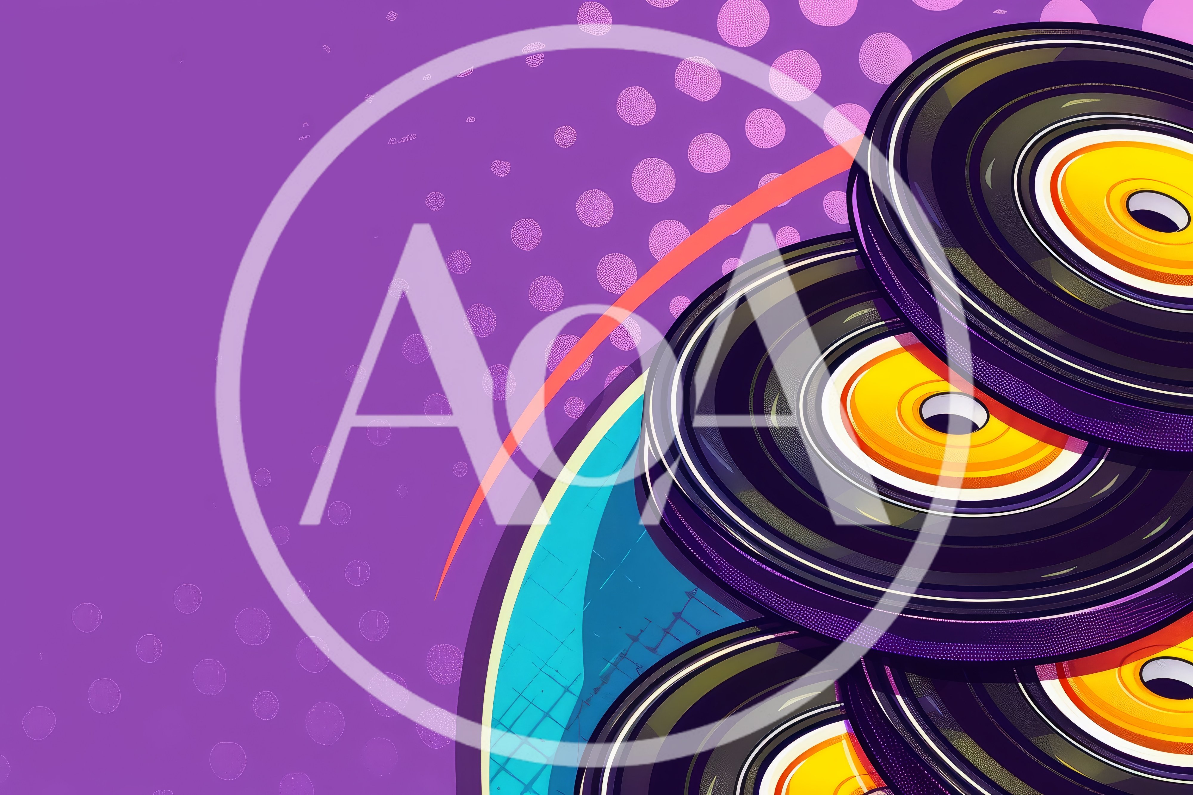 Abstract Pop Art Illustration Featuring Stacked Vinyl Records