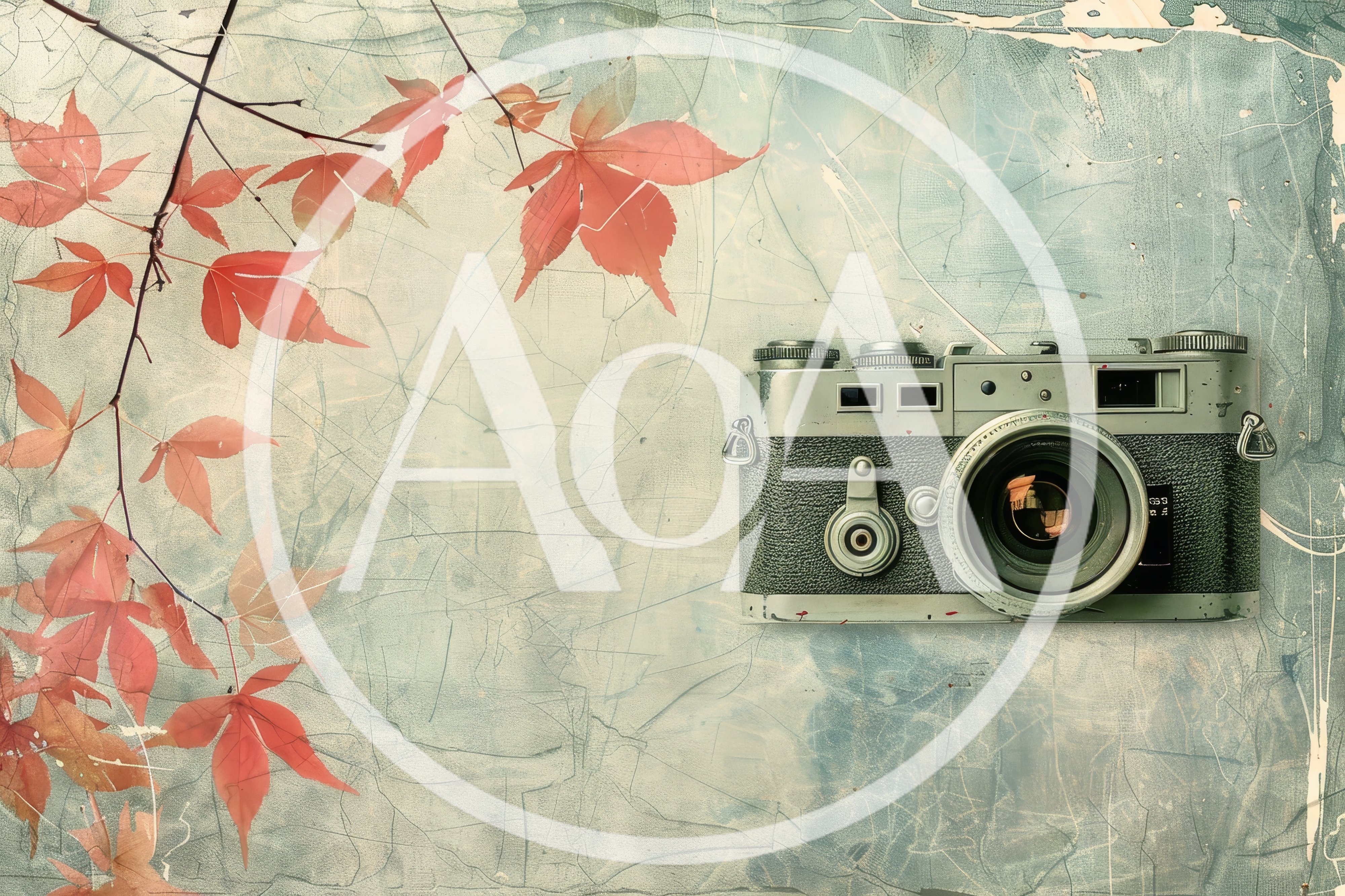 Vintage Rangefinder Camera With Autumn Maple Leaves