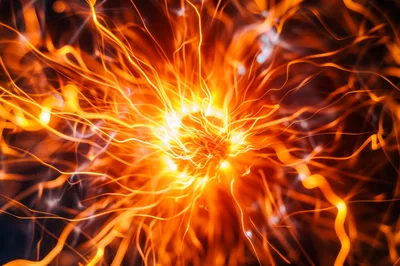 Abstract Glowing Energy Particles Radiating From Center