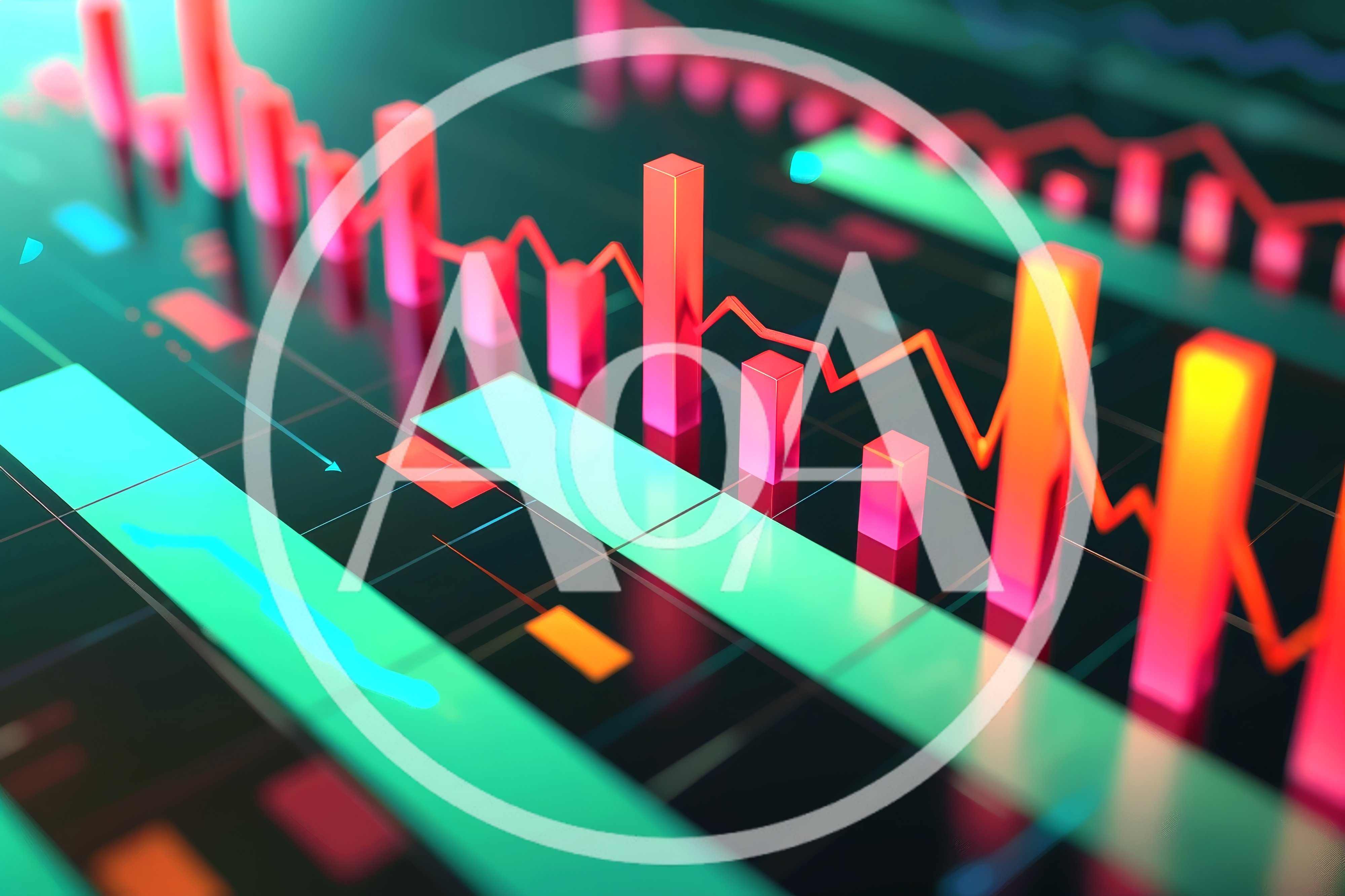 Abstract 3D Financial Data Visualization With Glowing Charts