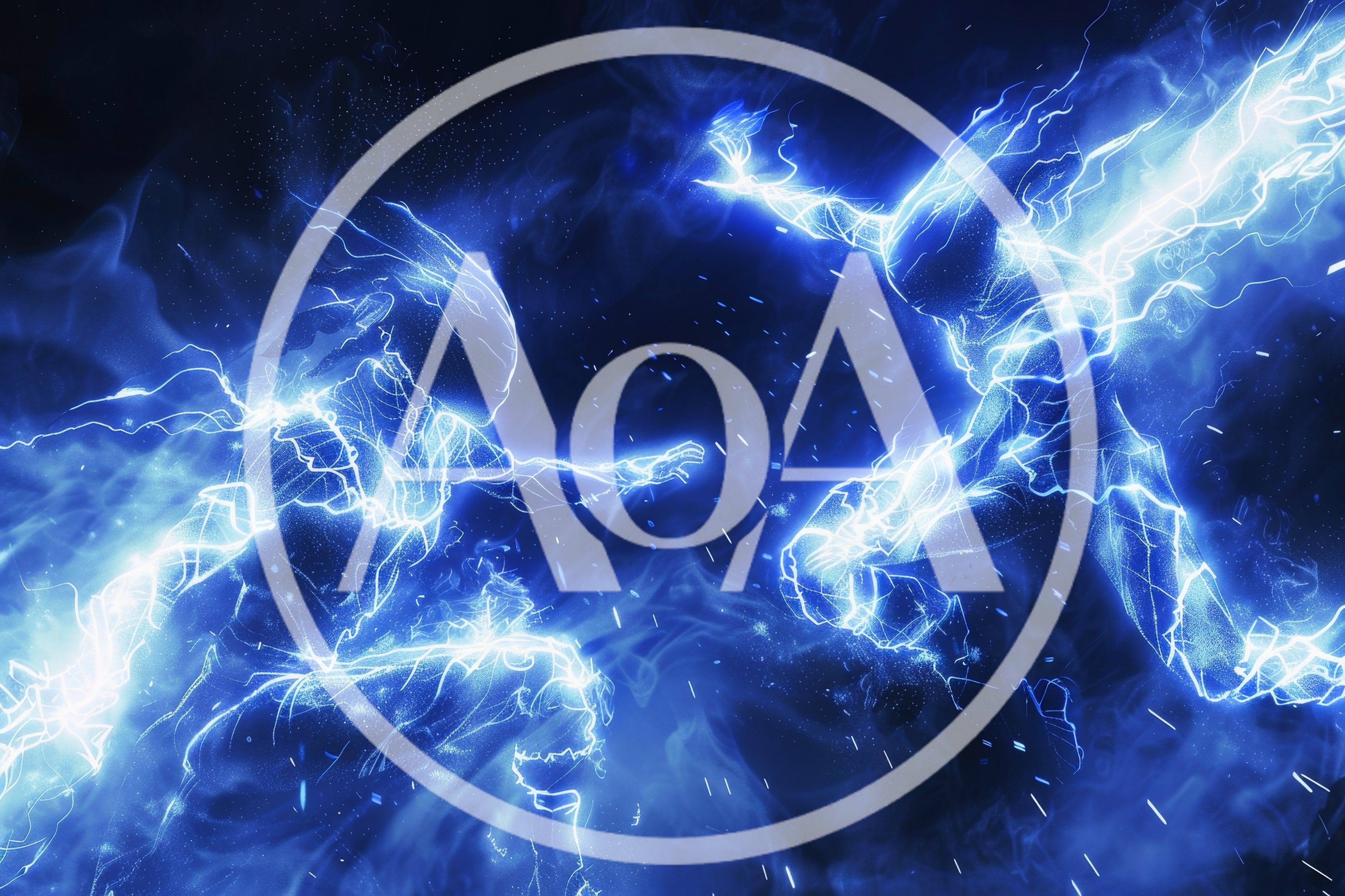 Two Abstract Humanoid Figures Made Of Electric Lightning