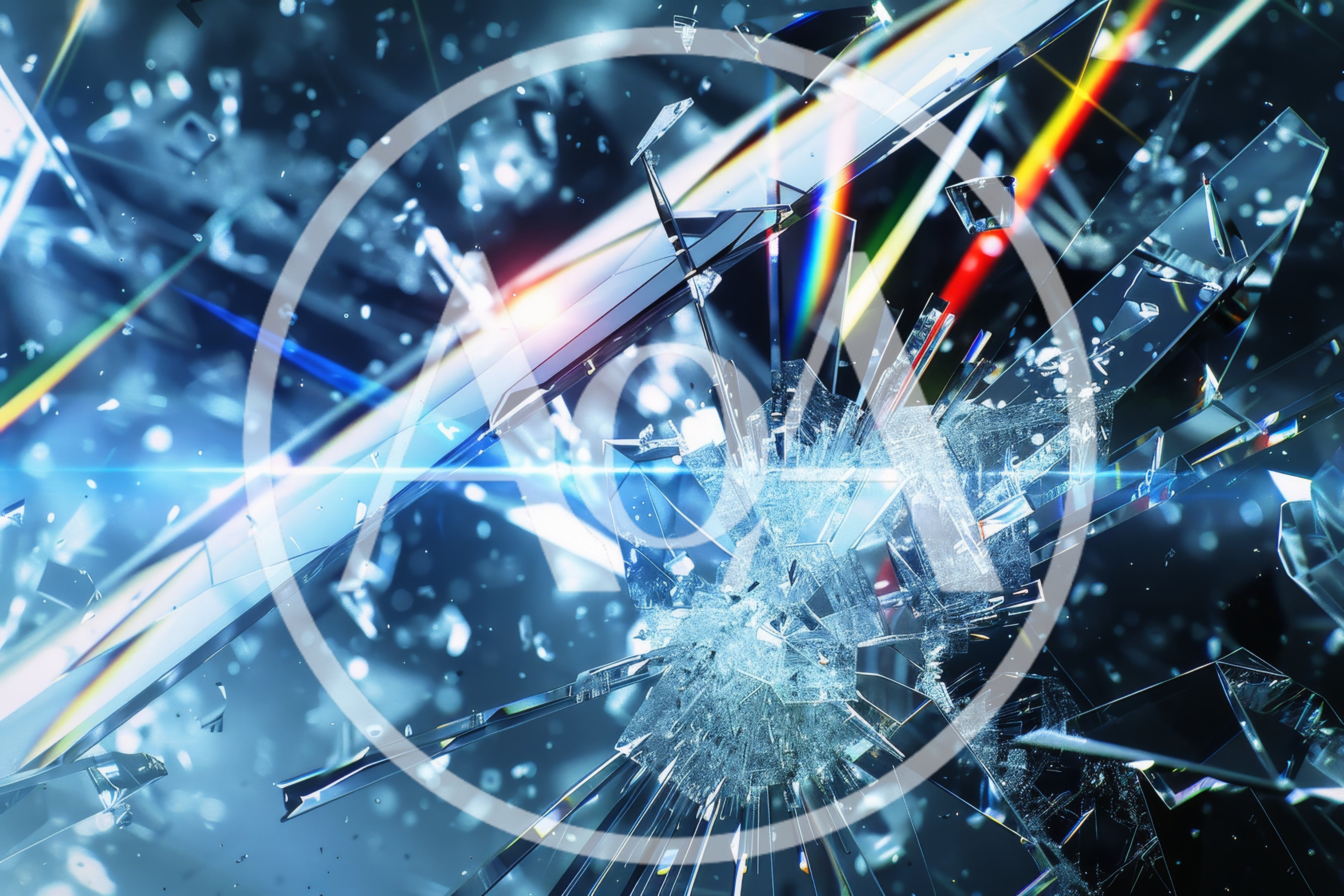 Abstract Shattered Glass Explosion With Light Flares
