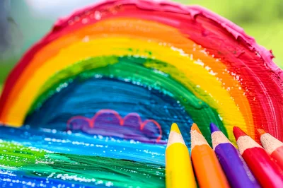 Colorful Rainbow Drawing With Colored Pencils