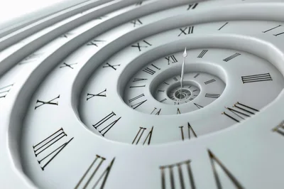 Surreal Spiral Clock Face With Infinite Depth