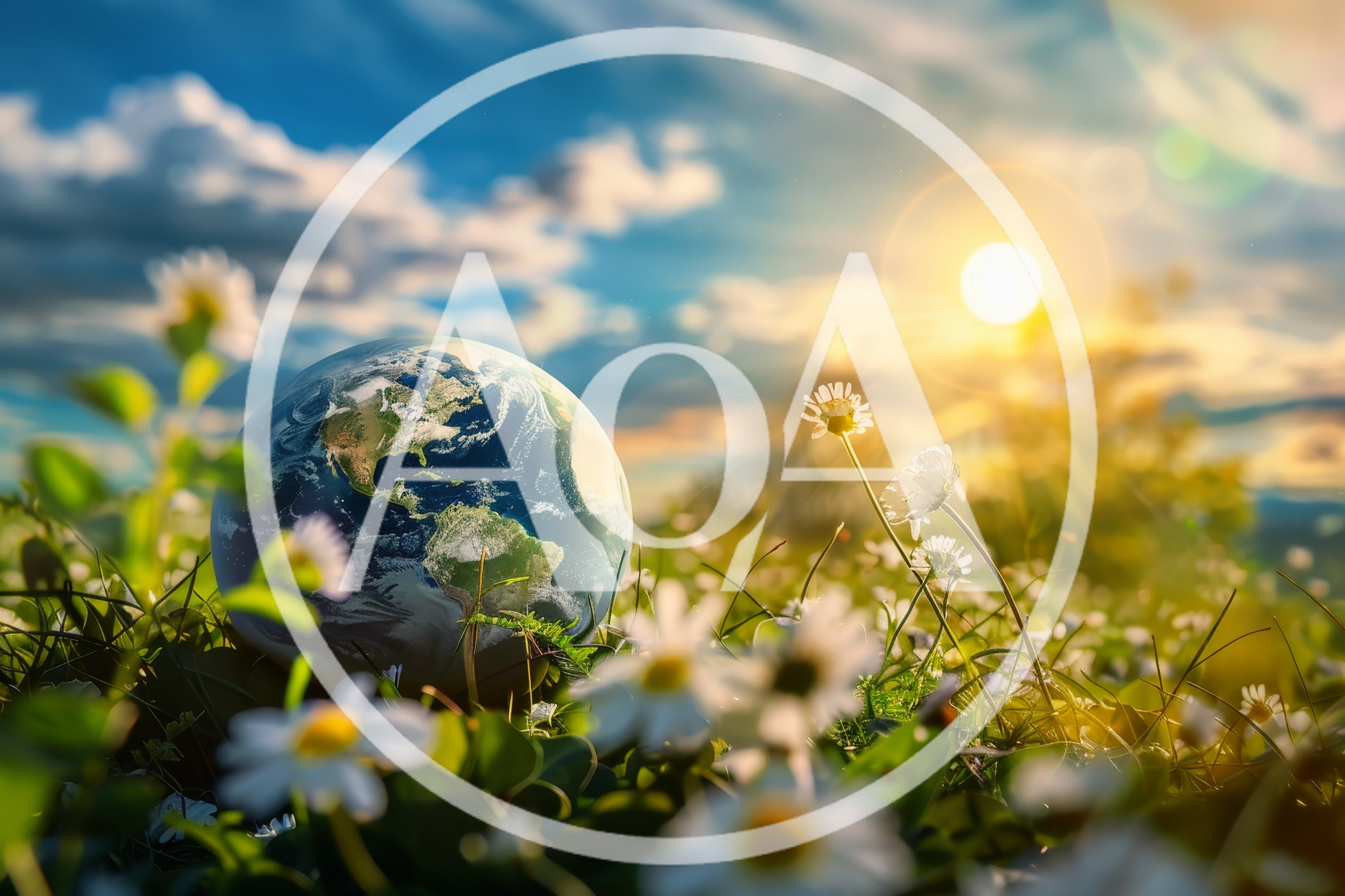 Earth Globe Resting In A Sunny Flower Meadow