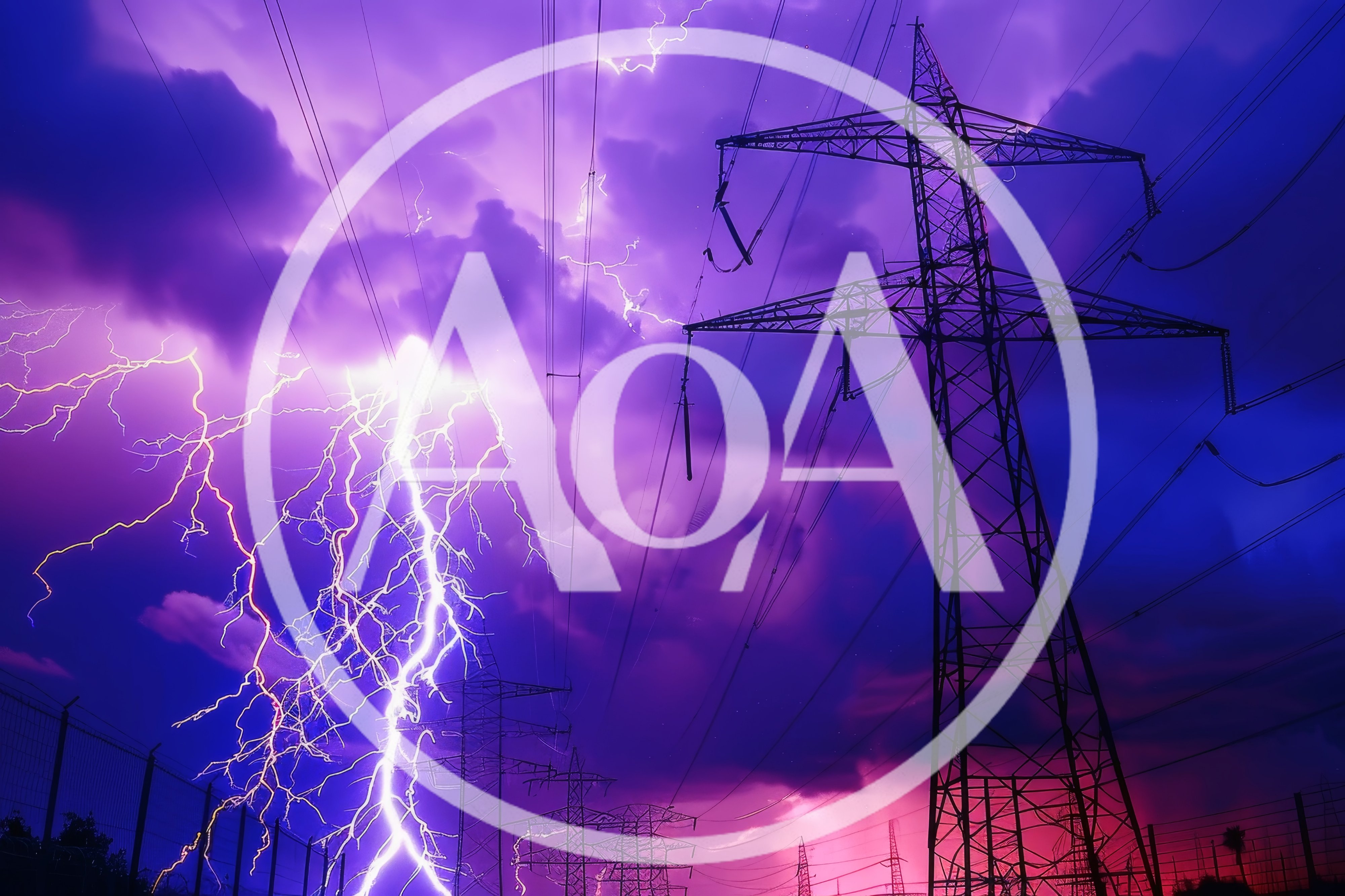 Lightning Strike Near High Voltage Power Transmission Towers
