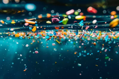 Microplastic Pollution Floating In Deep Ocean Water