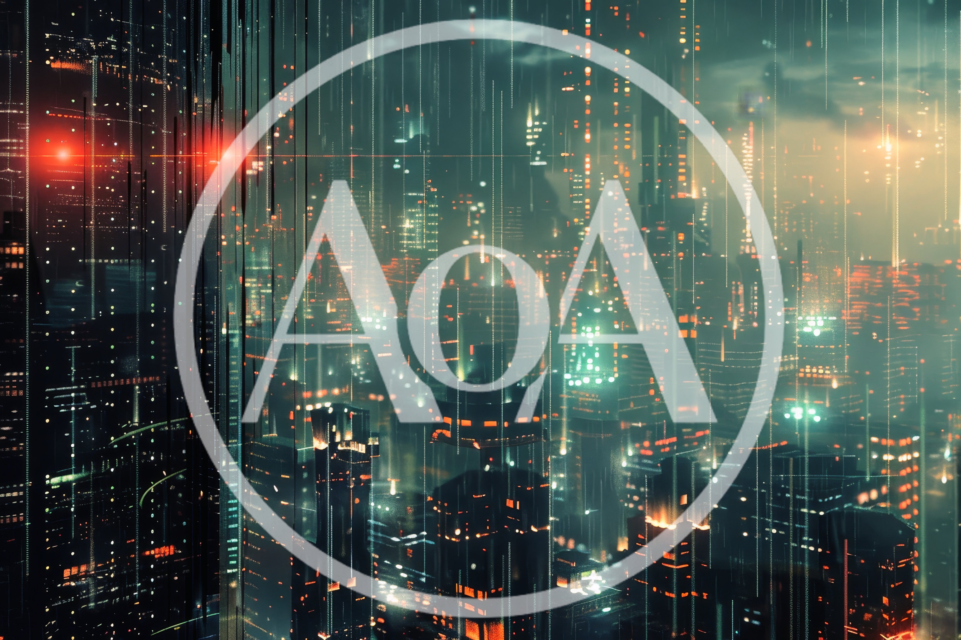 Futuristic Cyberpunk Cityscape With Digital Rain Effects