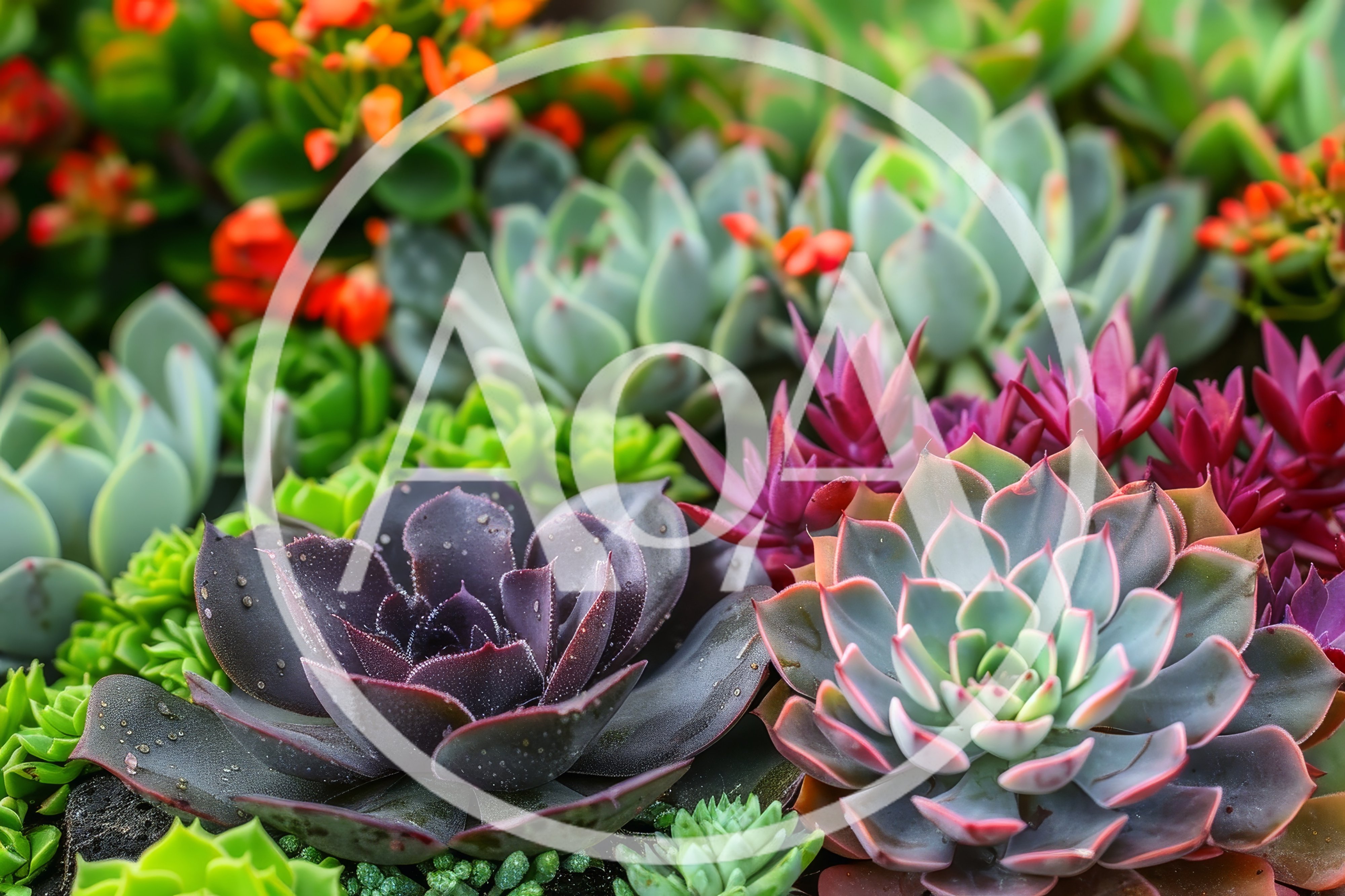 Diverse Succulent Garden Arrangement With Vibrant Colors