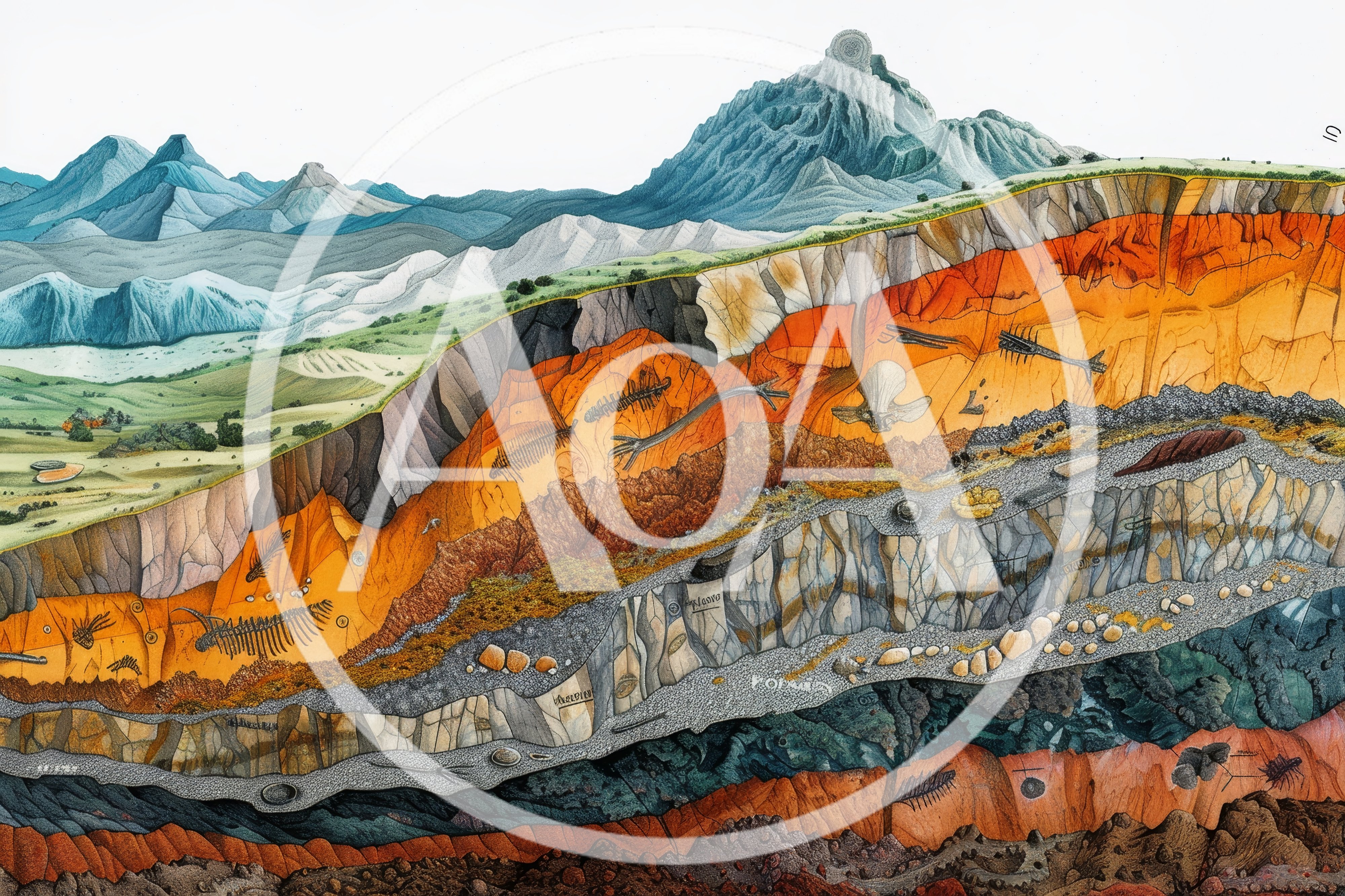 Geological Cross Section Illustration Of Earth Strata