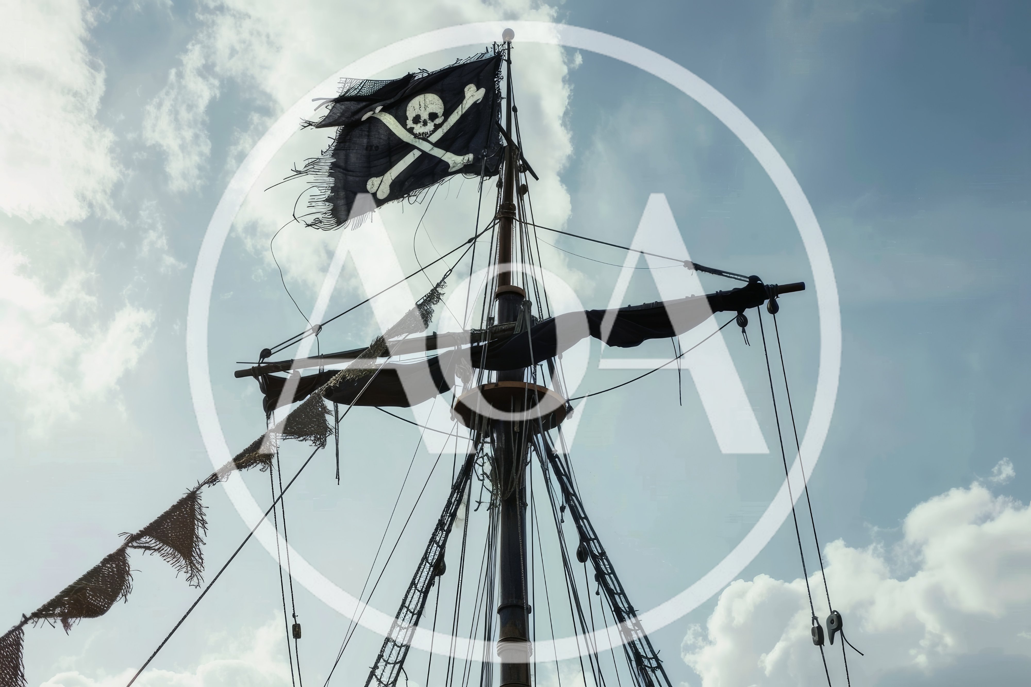 Pirate Ship Mast With Jolly Roger Flag