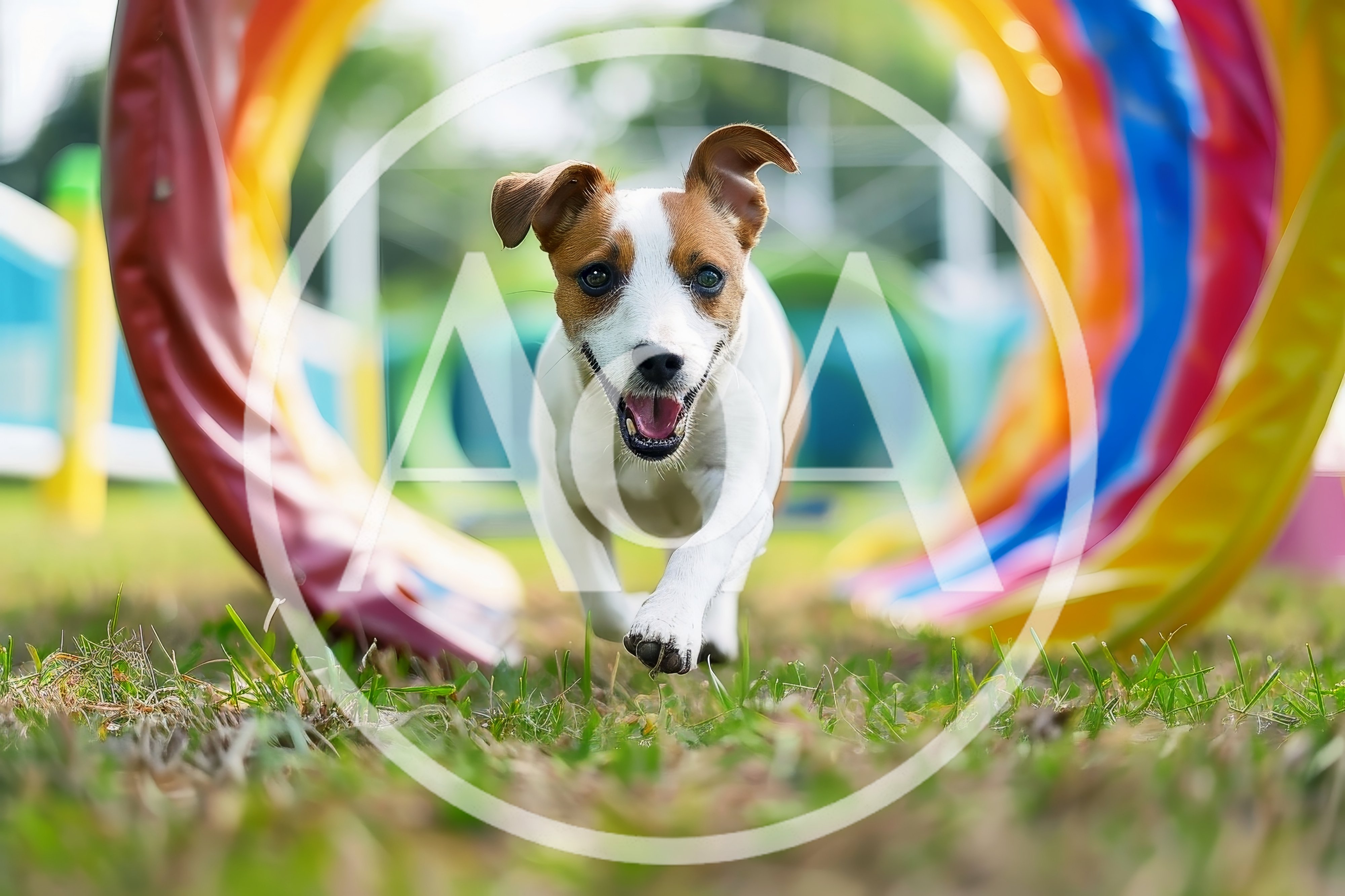Jack Russell Terrier Running Through Agility Tunnel