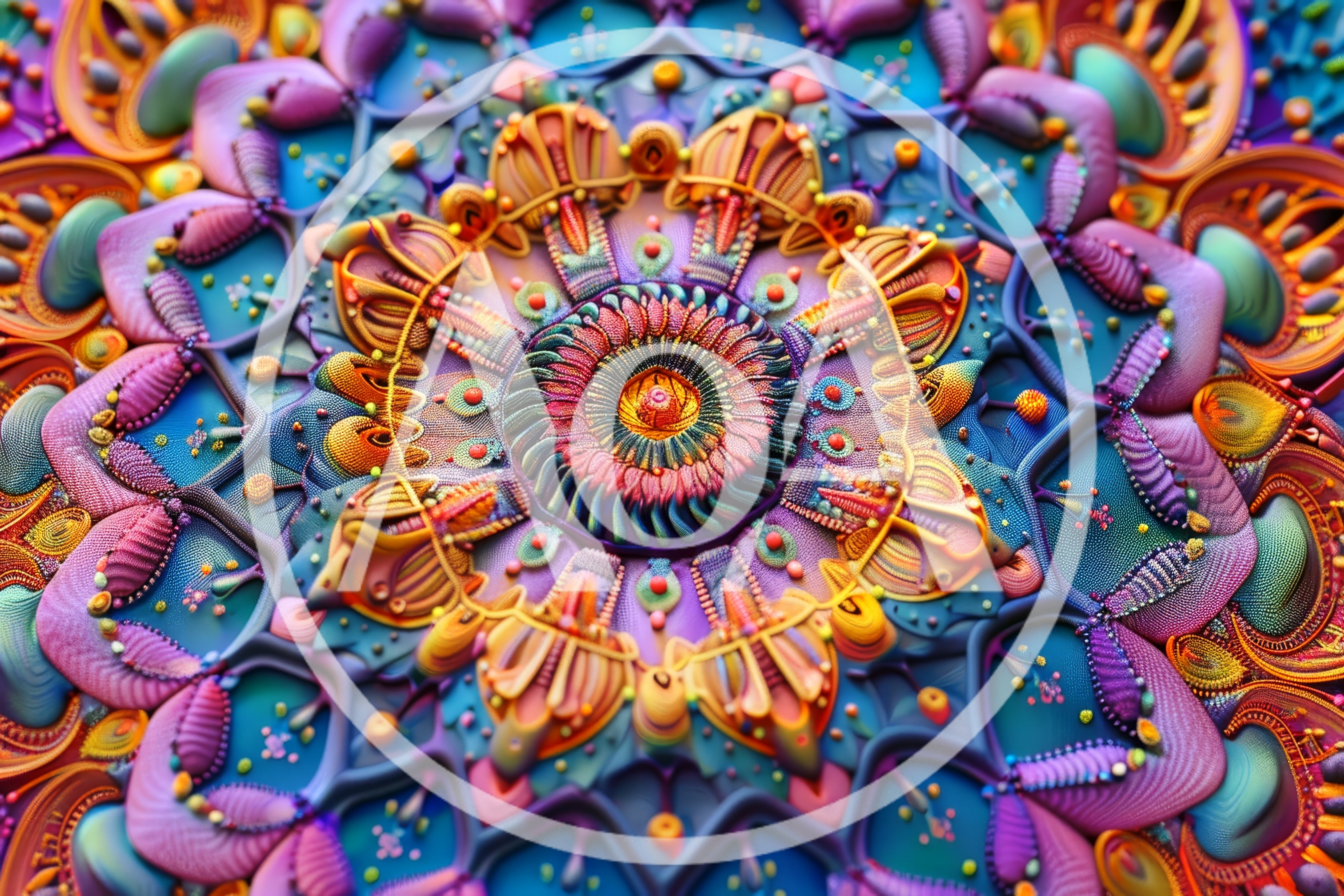 Intricate Colorful 3D Fractal Mandala Art