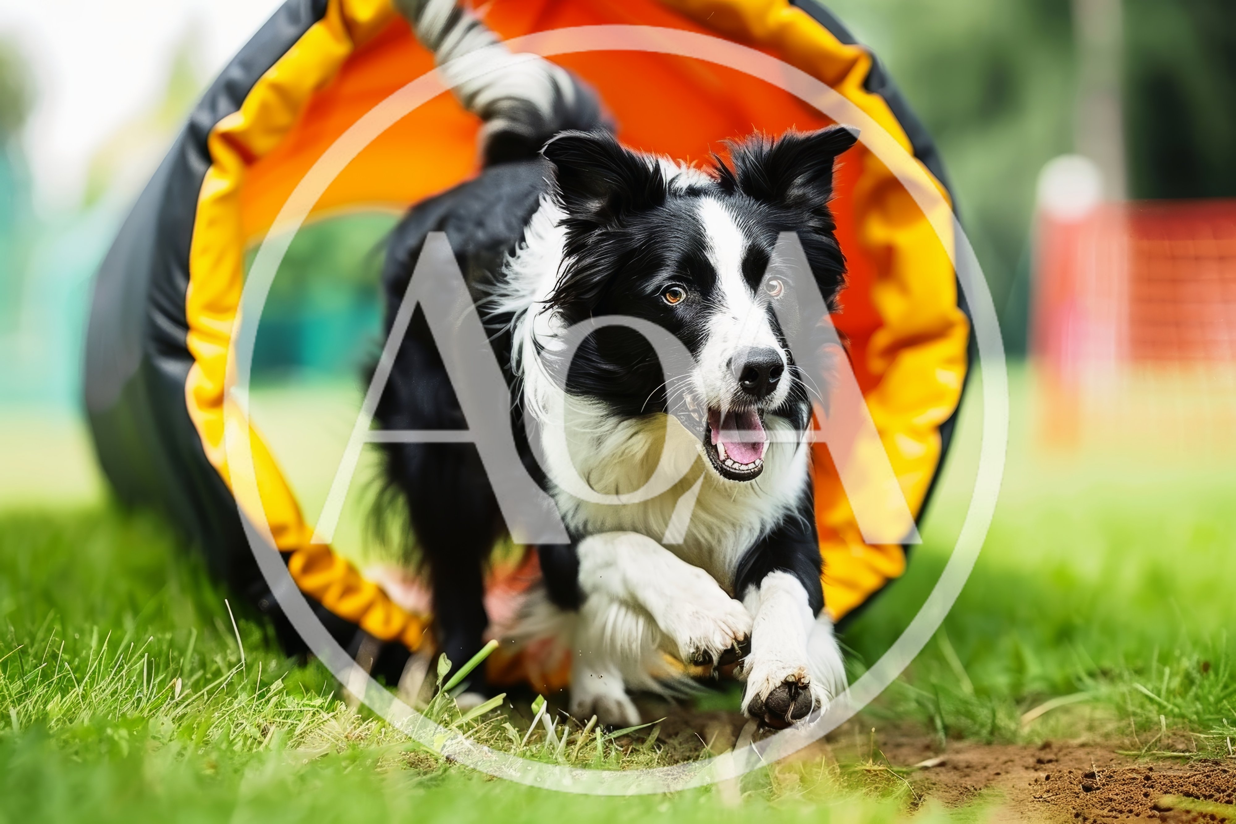 Border Collie Running Through Agility Tunnel