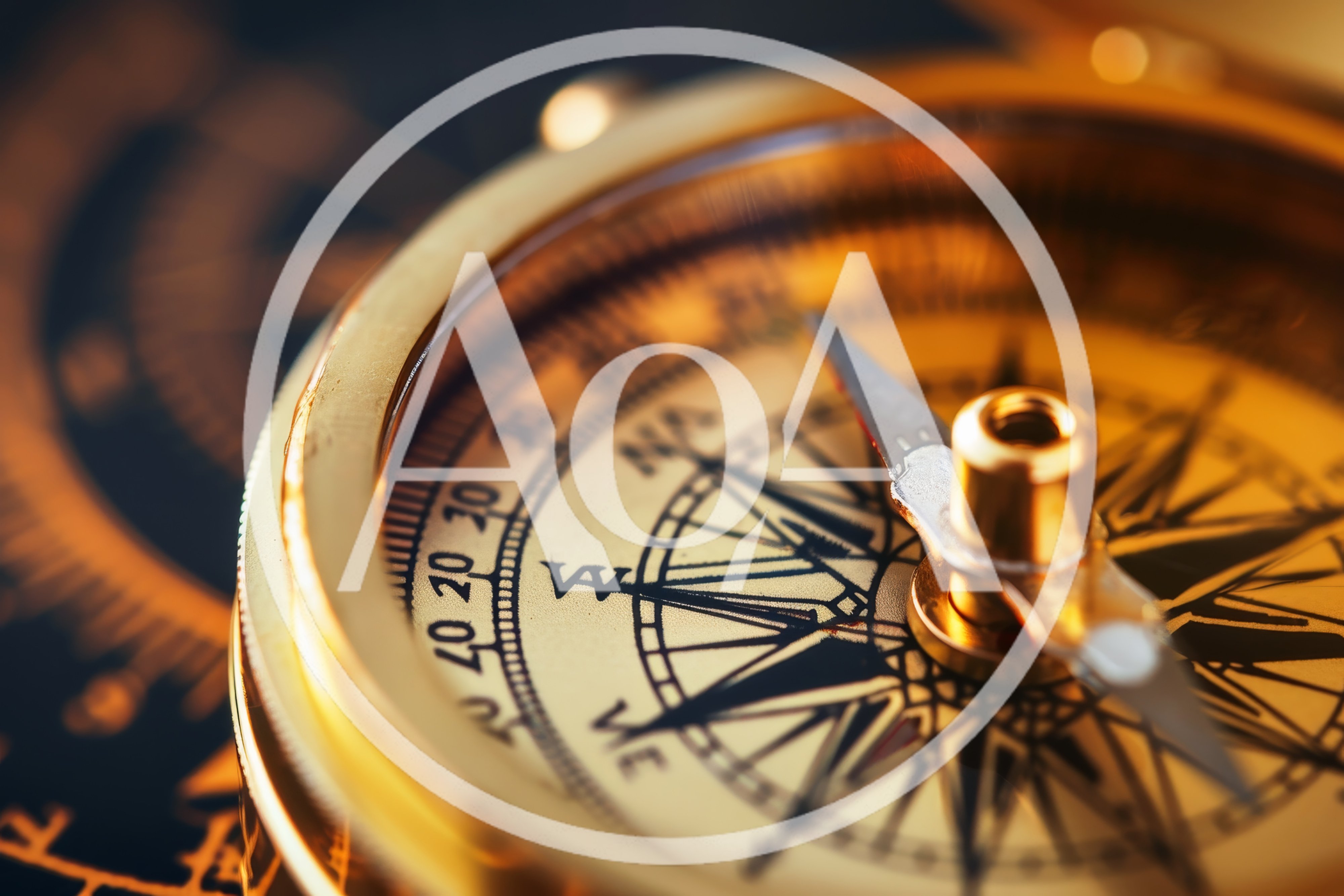 Close Up Of A Vintage Brass Compass