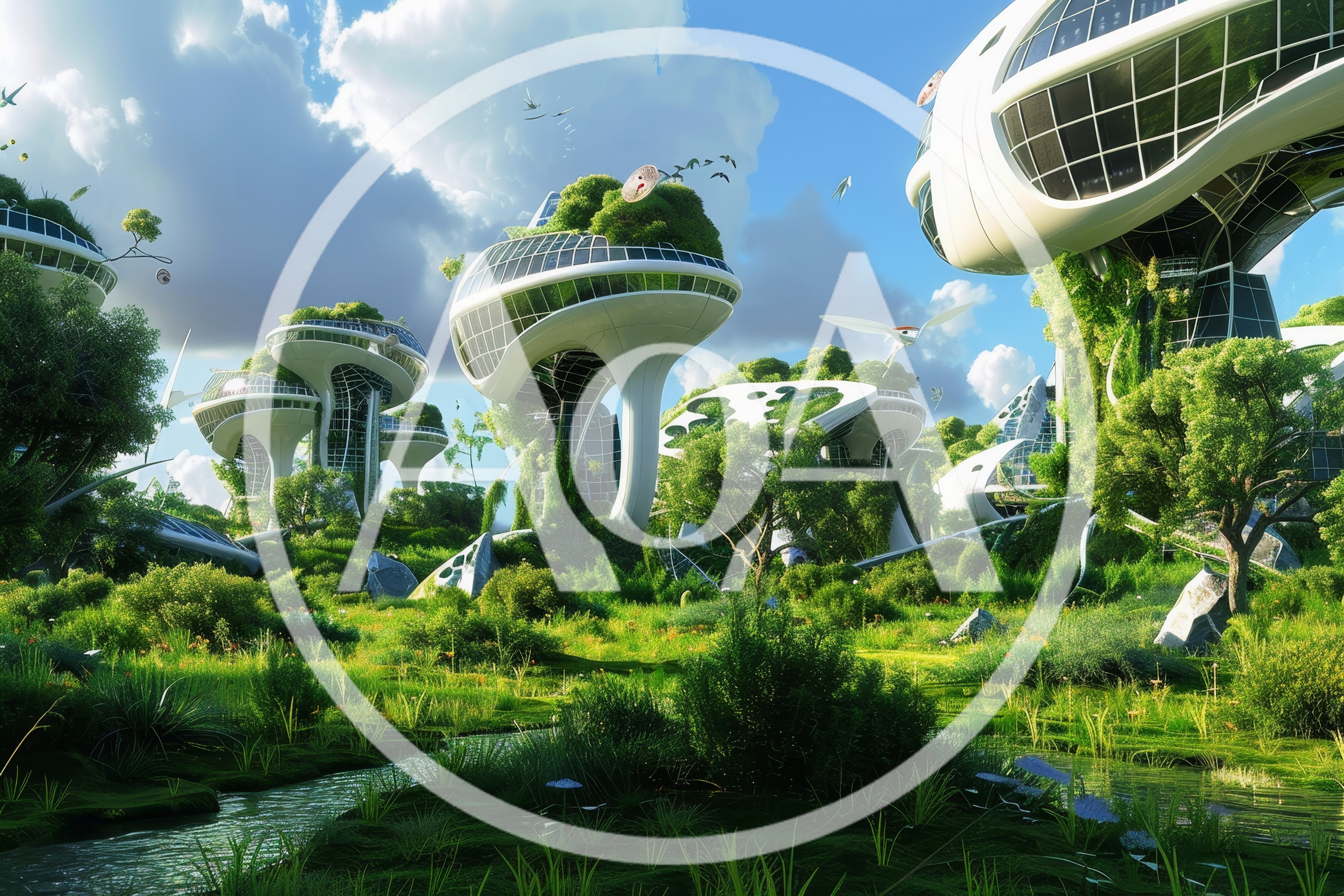 Futuristic Eco-Friendly City With Organic Architecture And Lush Nature
