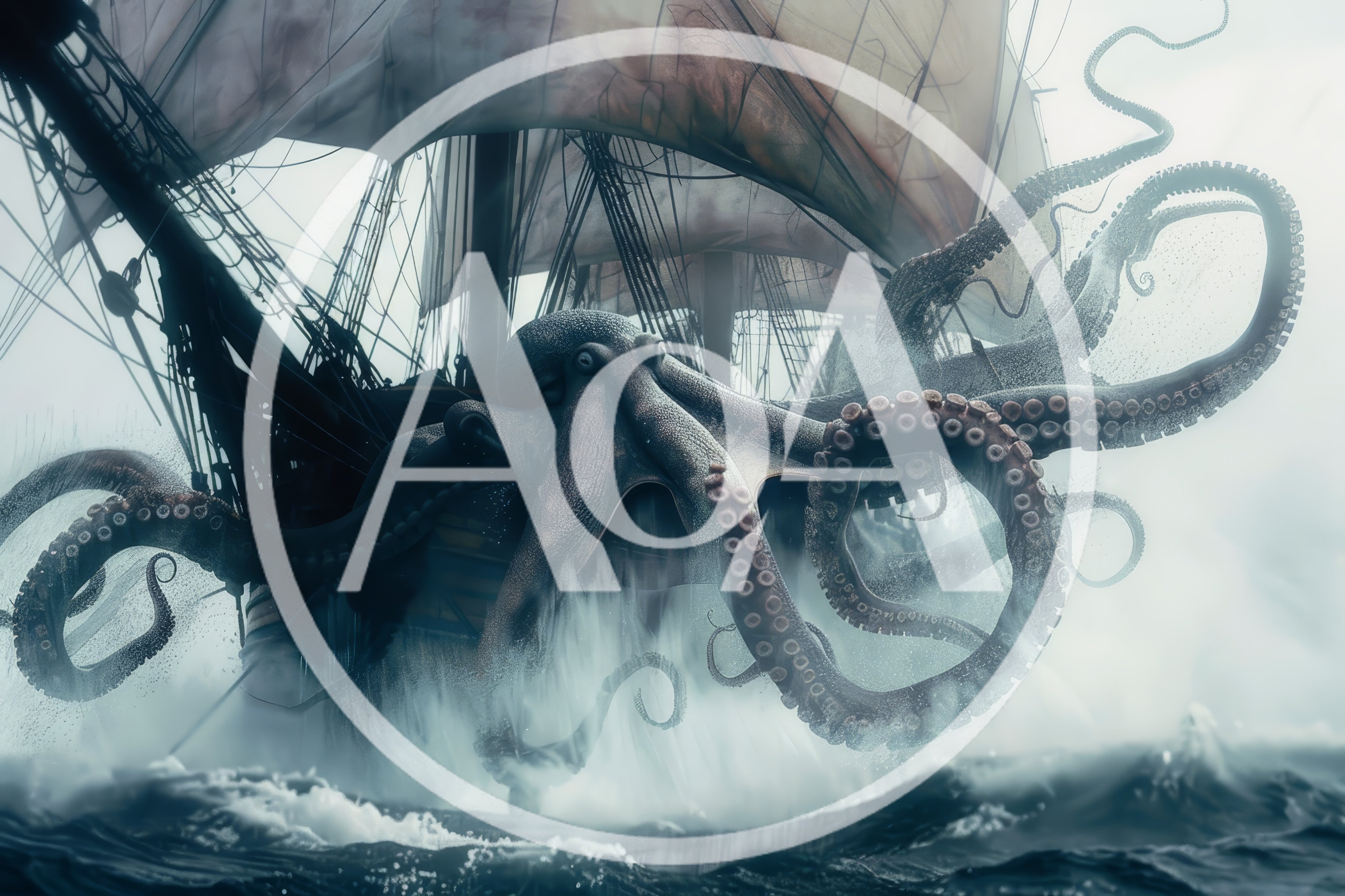 Giant Kraken Attacking A Wooden Sailing Ship