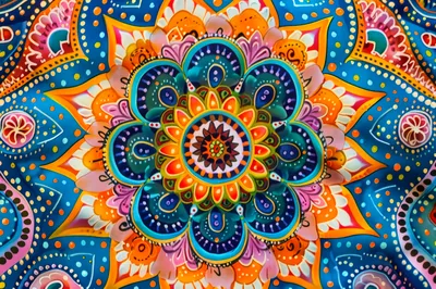 Intricate Colorful Mandala Pattern With Symmetrical Floral Motifs