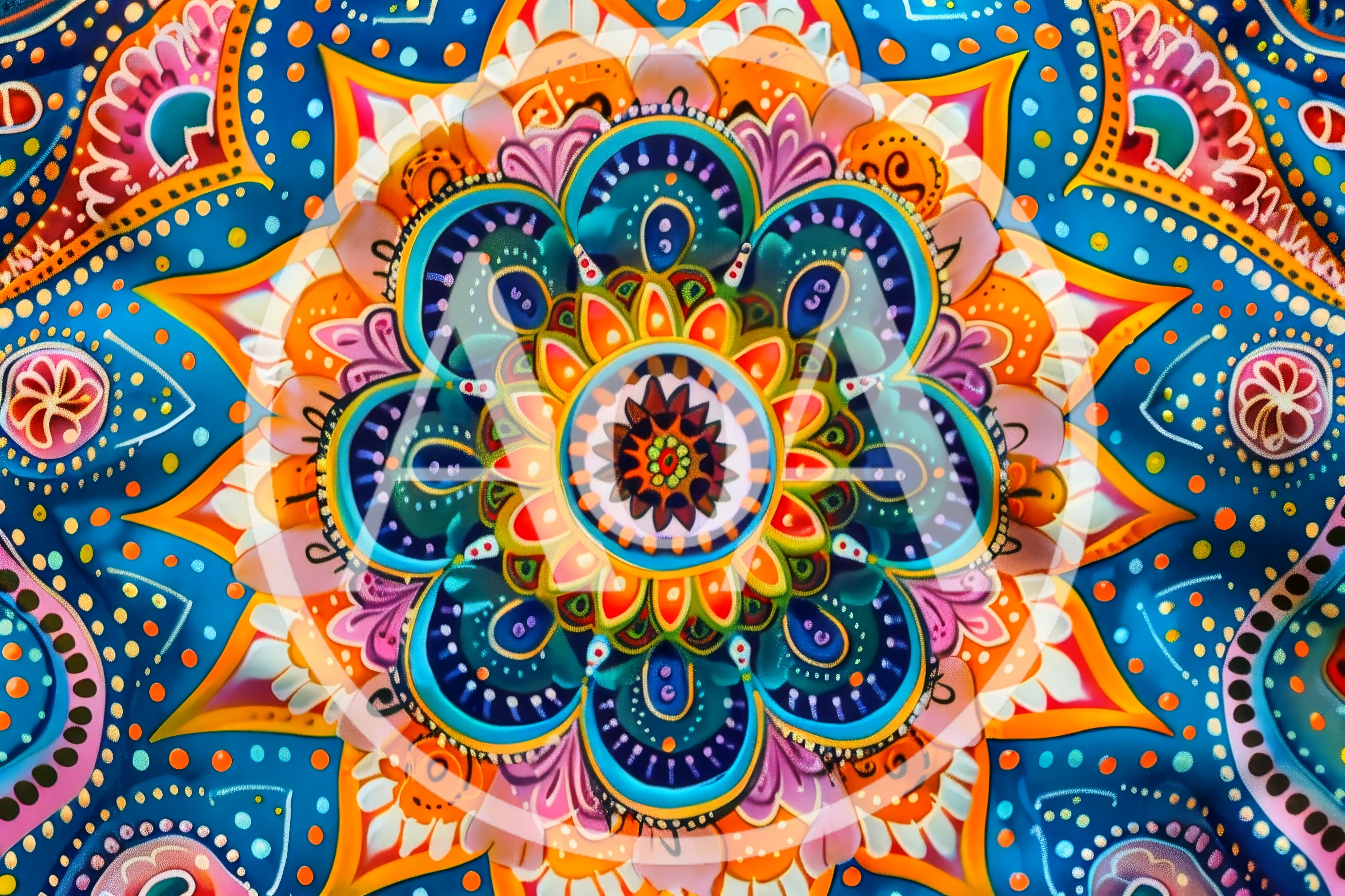 Intricate Colorful Mandala Pattern With Symmetrical Floral Motifs