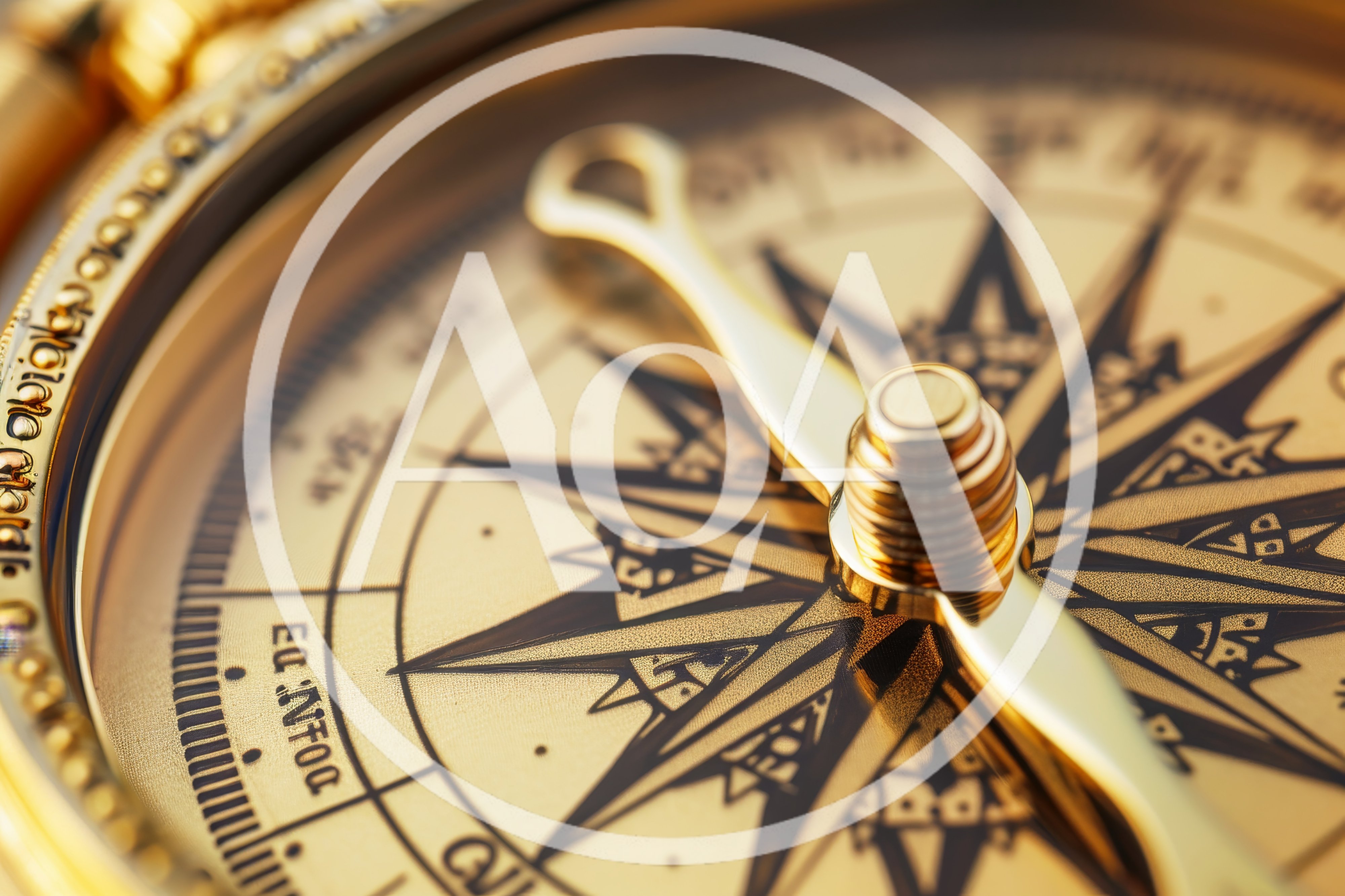 Macro Close Up Of A Vintage Golden Compass