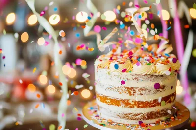Celebratory Naked Cake With Falling Confetti
