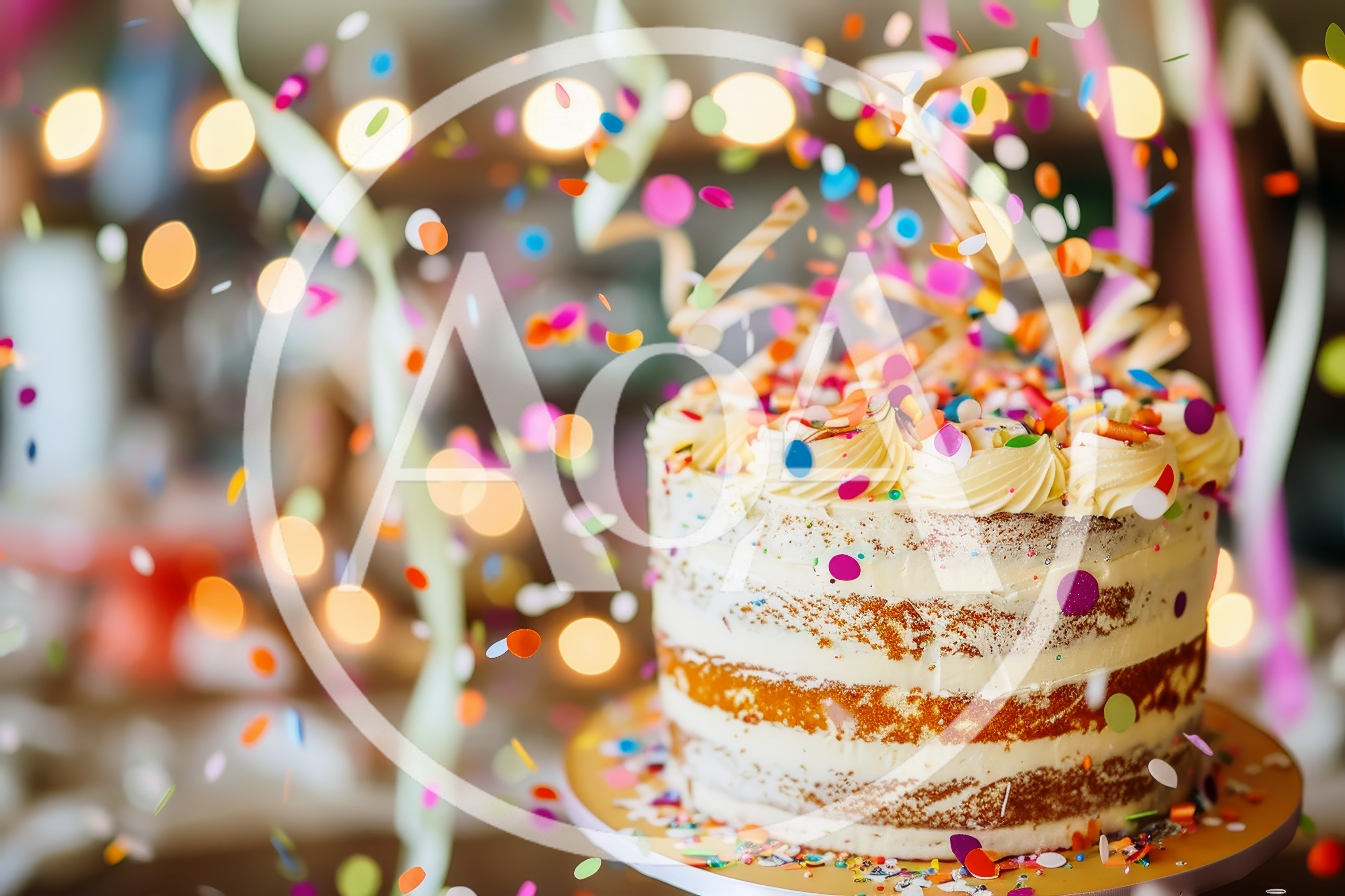 Celebratory Naked Cake With Falling Confetti