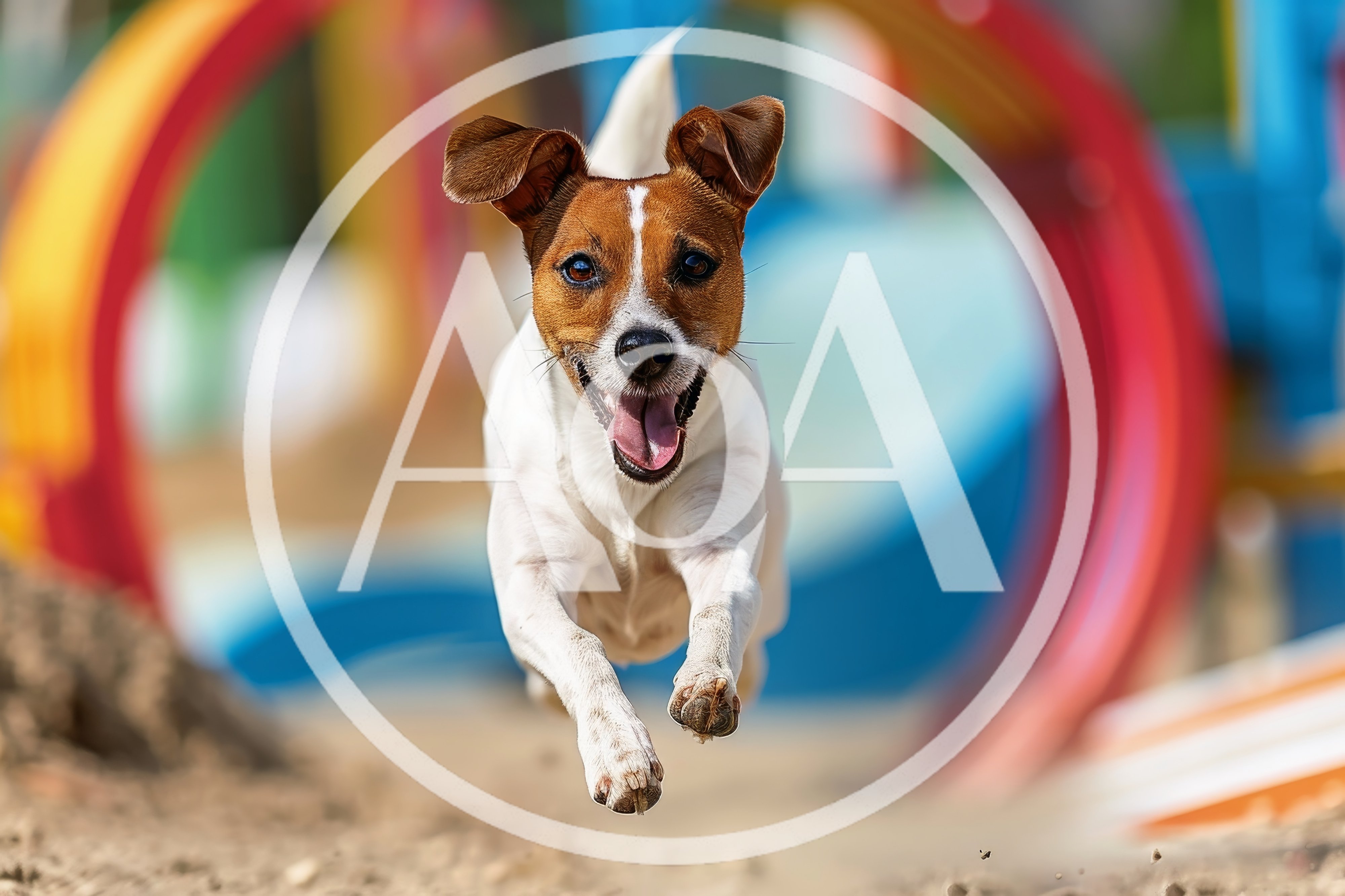 Jack Russell Terrier Running Through Agility Tunnel