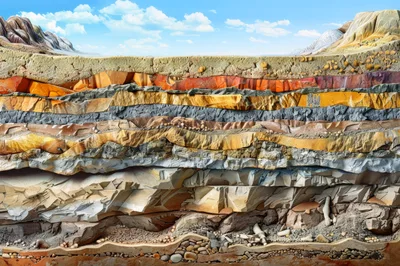Geological Cross Section Of Earth Strata Layers