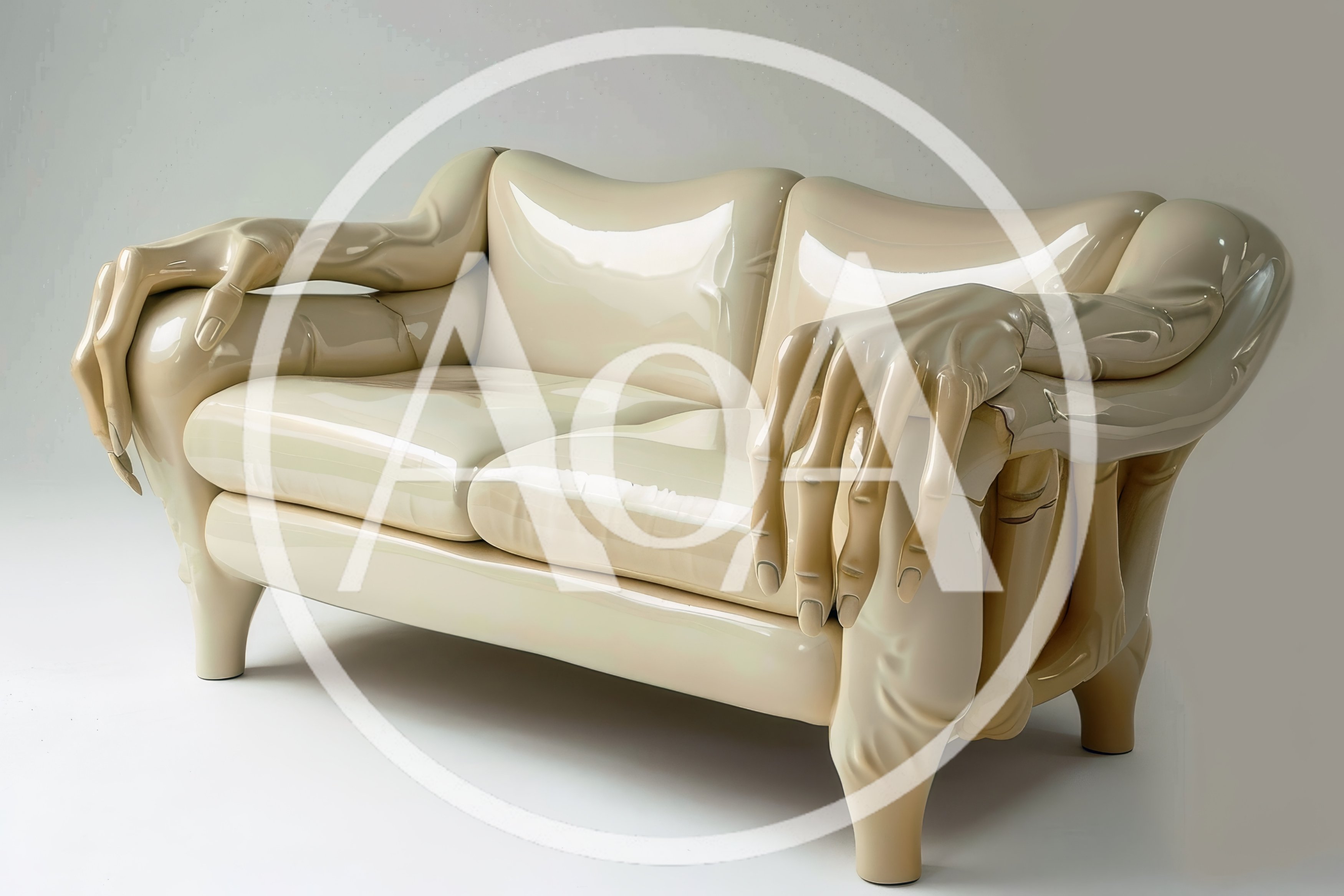 Surreal Cream Colored Sofa With Human Hand Armrests