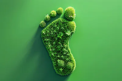 Green Moss Footprint Symbolizing Environmental Sustainability