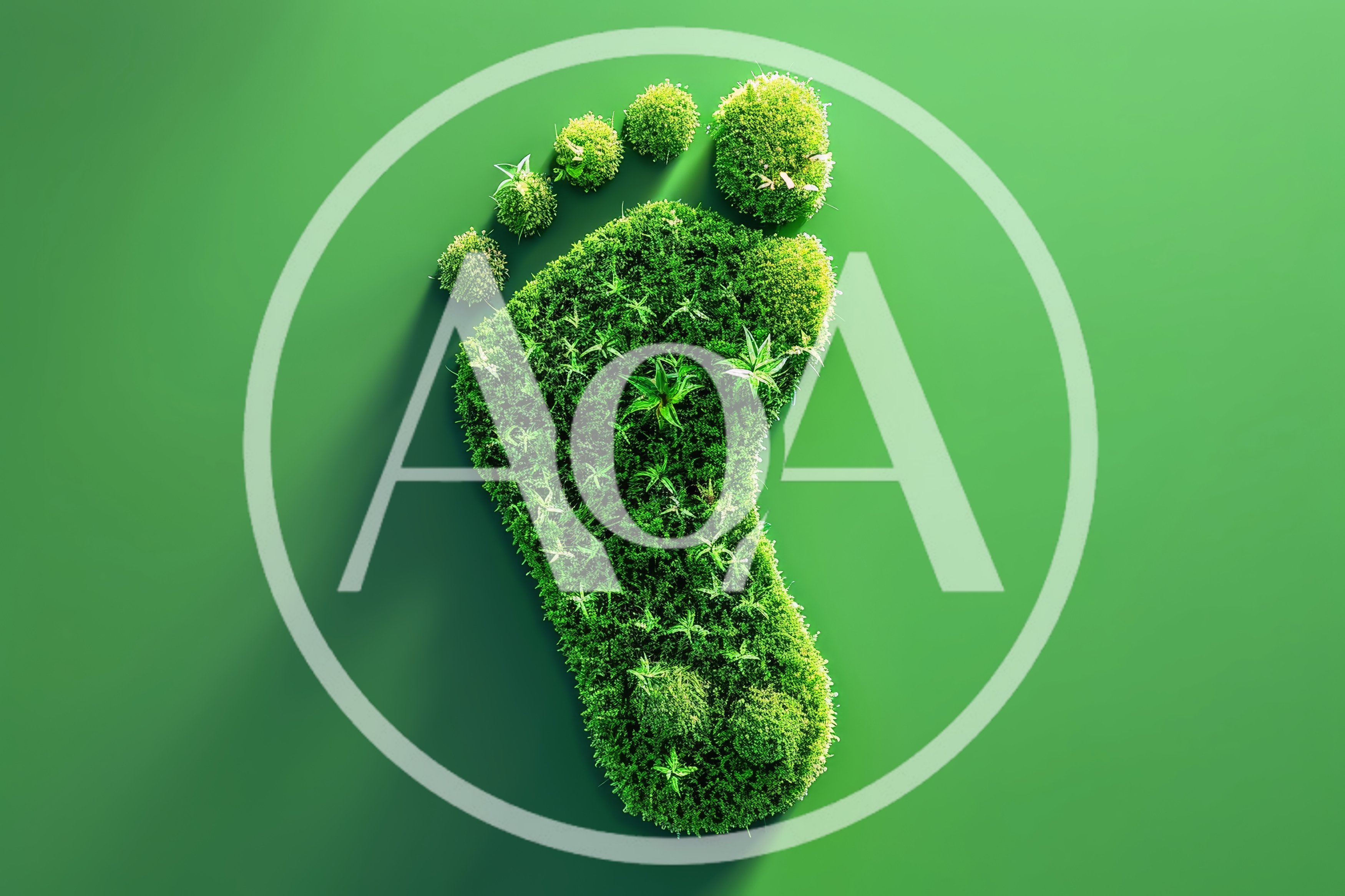 Green Moss Footprint Symbolizing Environmental Sustainability