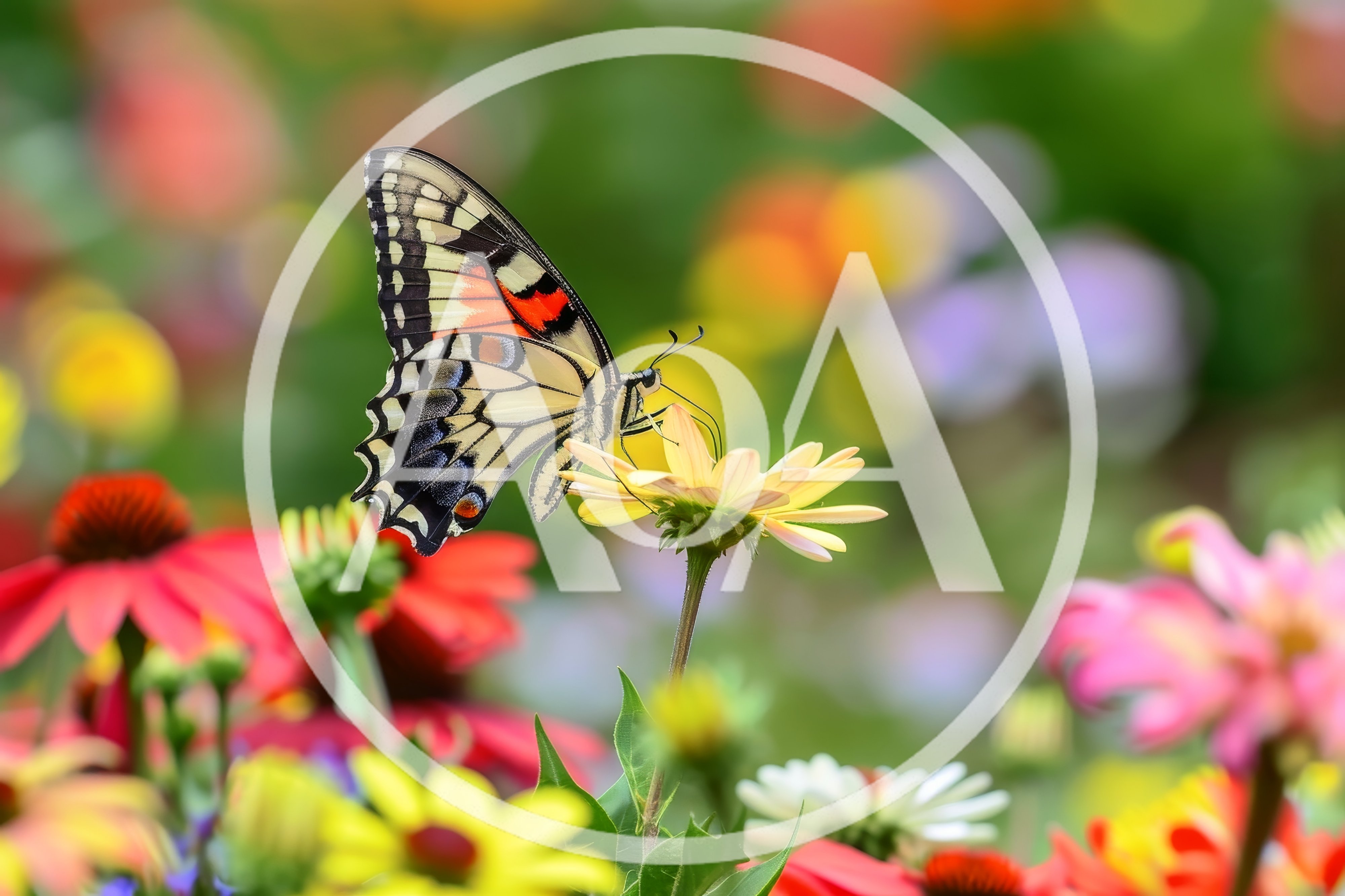 Swallowtail Butterfly Feeding on a Yellow Flower