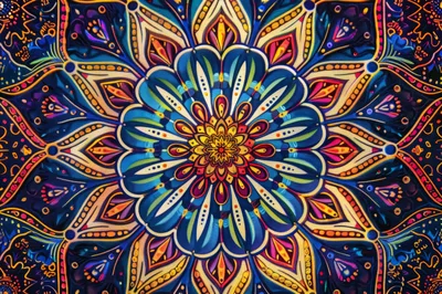 Intricate Colorful Mandala Pattern Digital Art