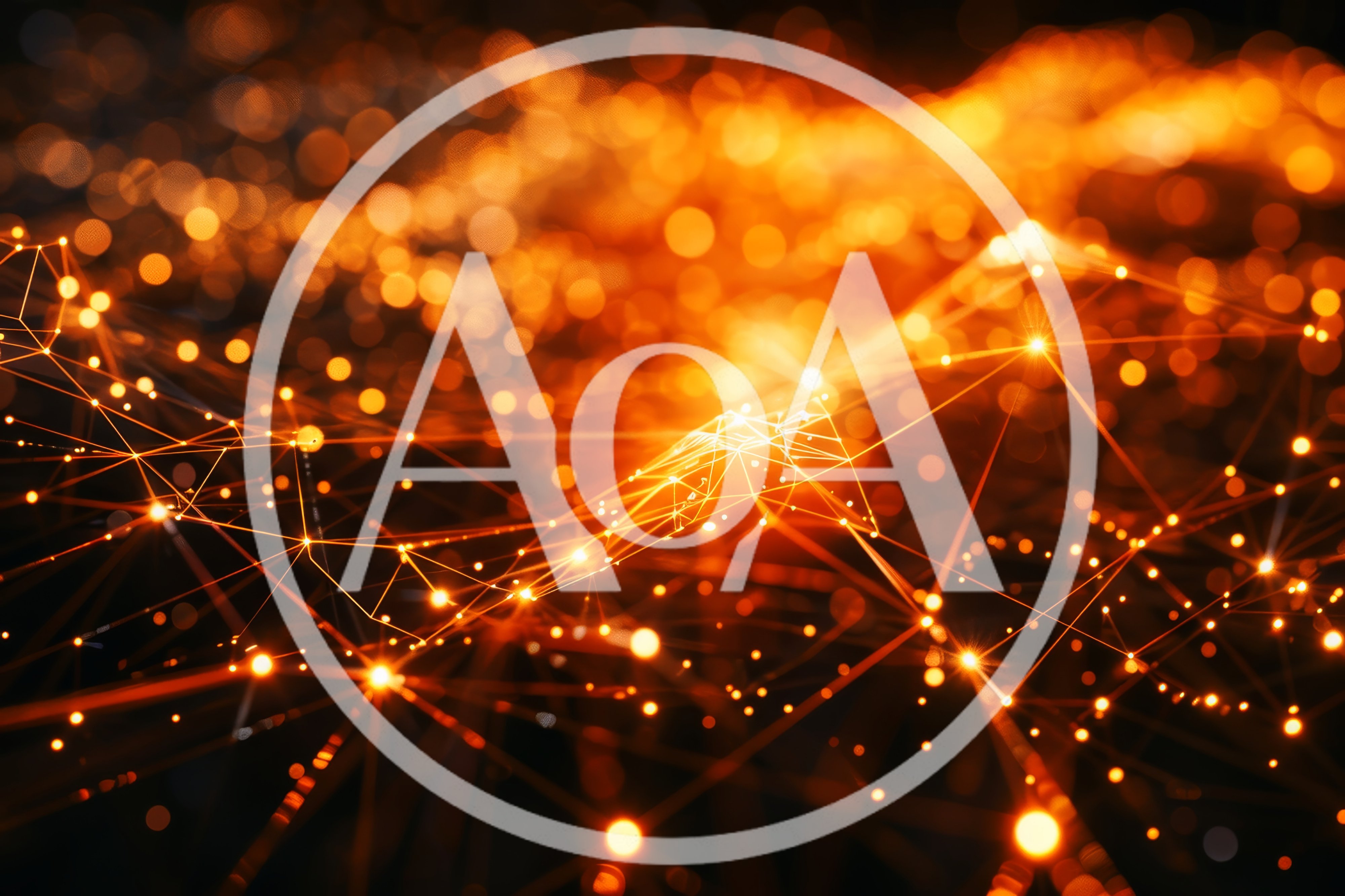 Abstract Digital Network Connection With Glowing Orange Particles